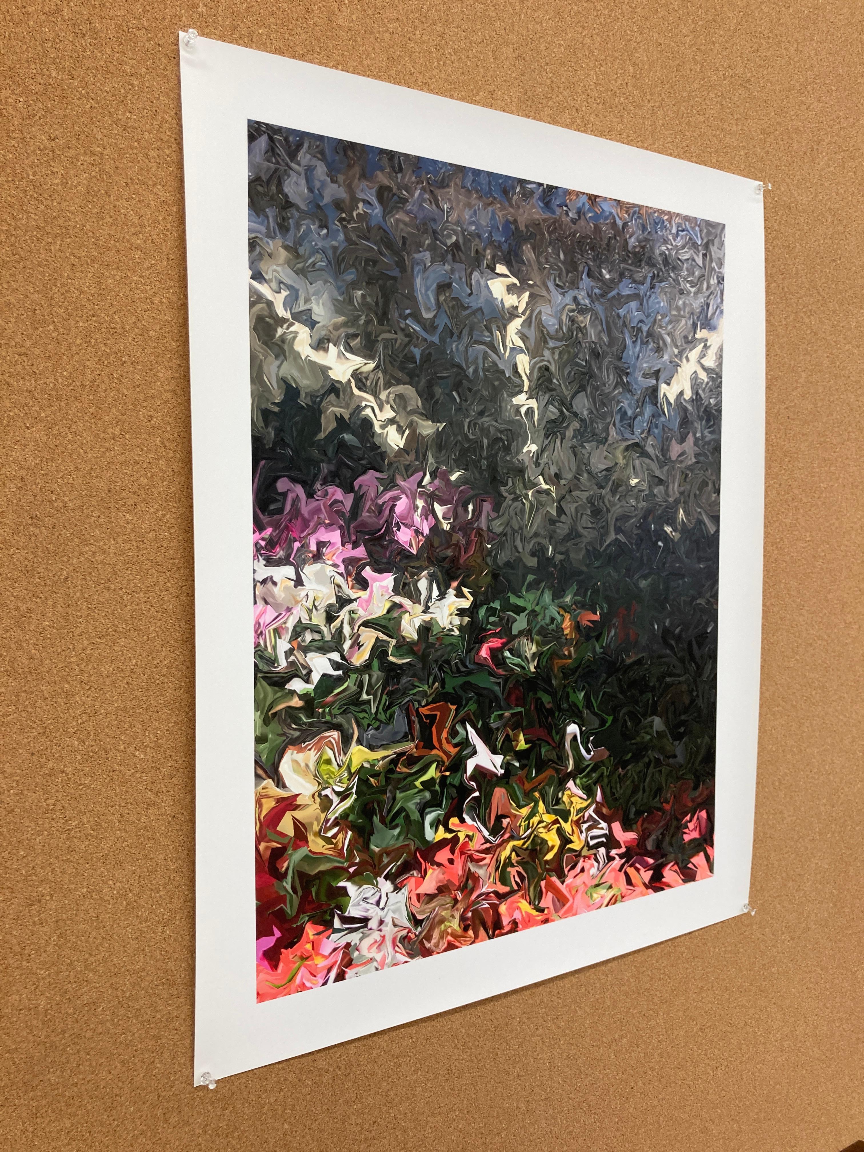 Begonias and Orchids, 2018, digitally manipulated photograph, signed - Black Abstract Print by Gary Cruz