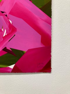 Flor, 2025, Curacao, Stampa unica ai pigmenti, realizzata a mano in digitale, fiore rosa