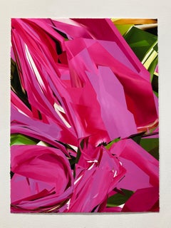Flor, 2025, Curacao, Unique pigment print, digitally made by hand, pink flower