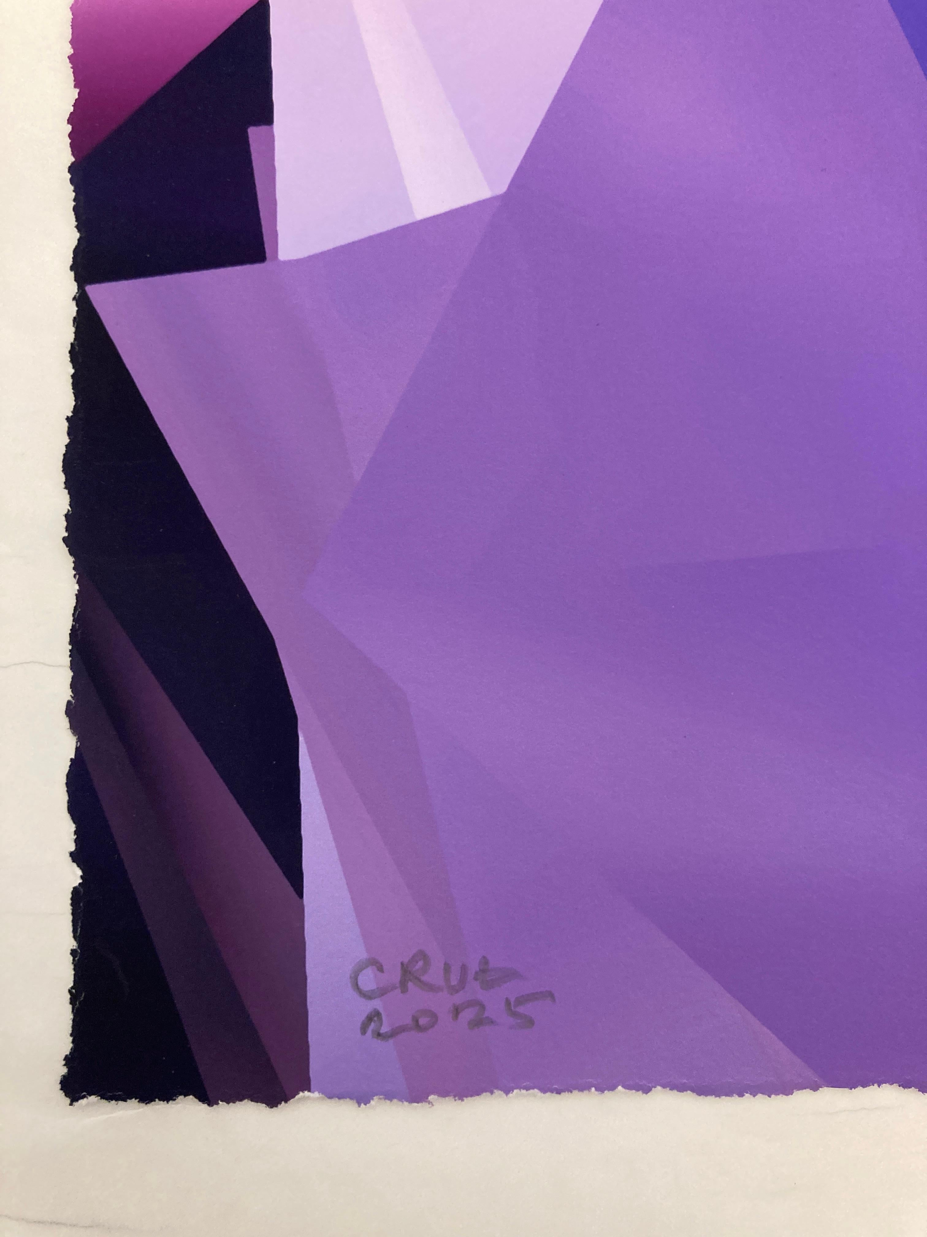 Paars Hart, 2025, Curacao, Unique pigment print, digitally made by hand - Abstract Print by Gary Cruz