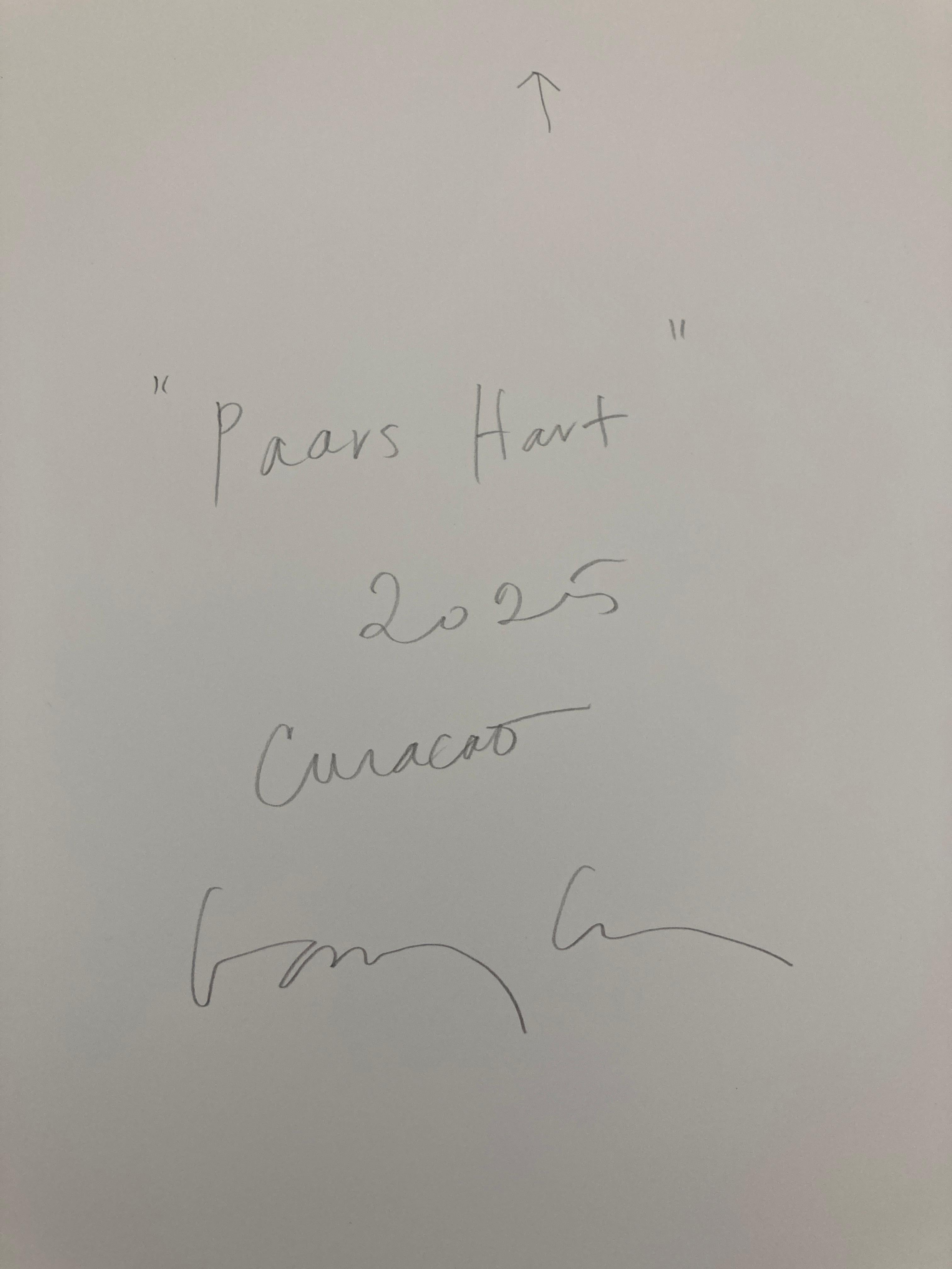 Paars Hart, 2025, Curacao, Unique pigment print, digitally made by hand - Purple Abstract Print by Gary Cruz