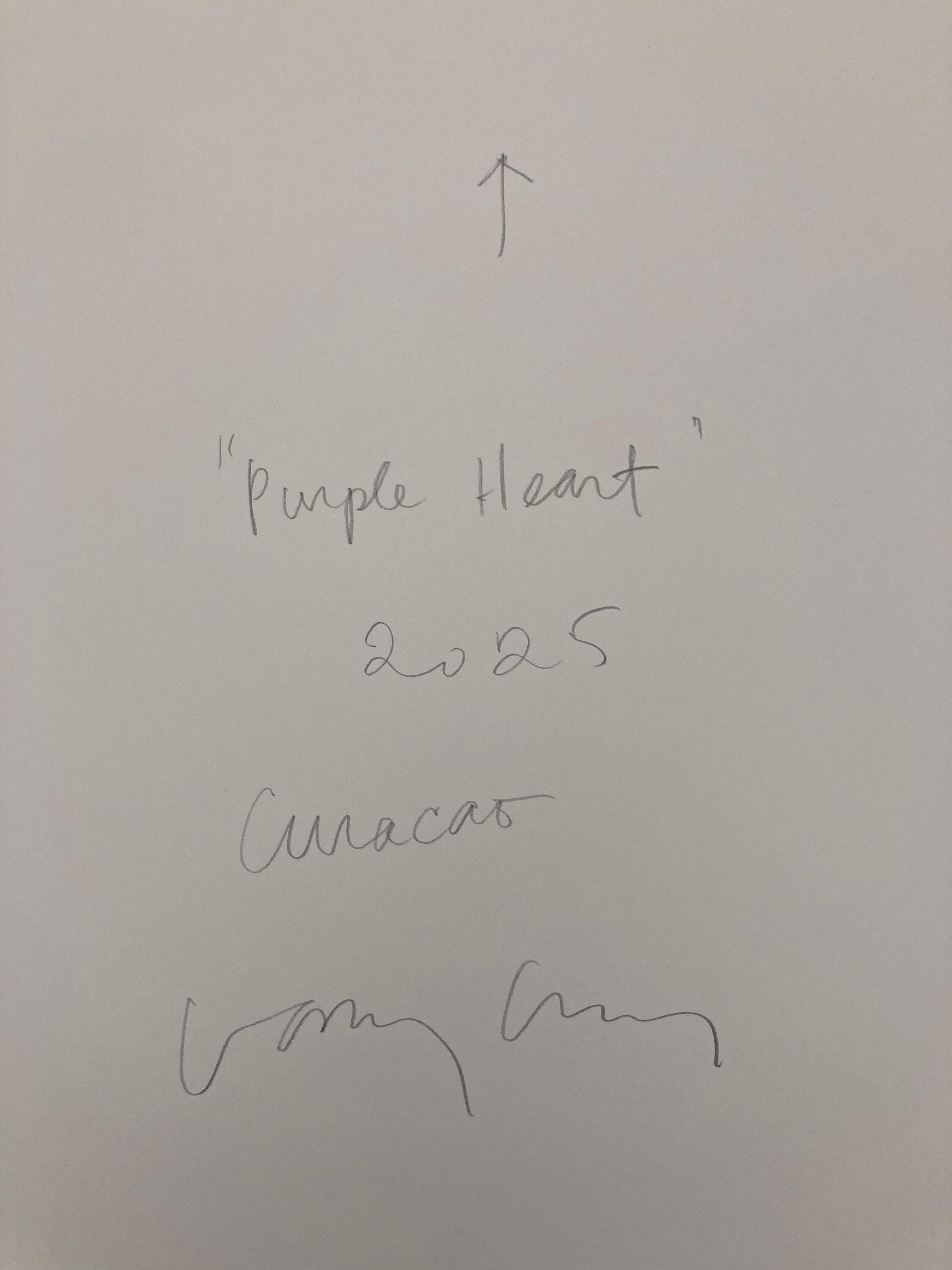 Purple Heart, 2025, Curacao, Unique pigment print, digitally made by hand For Sale 2