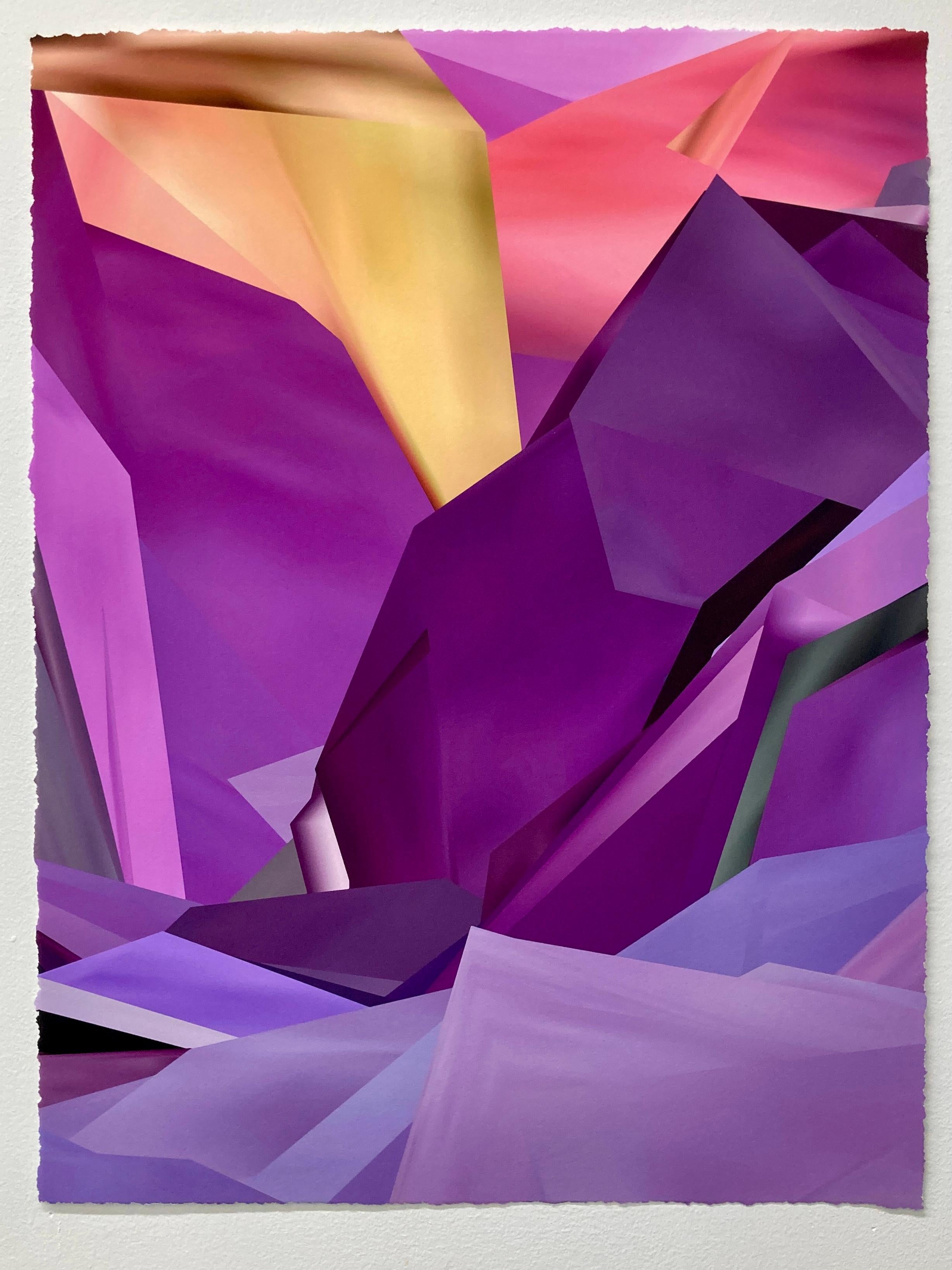 Gary Cruz Abstract Photograph - Purple Heart, 2025, Curacao, Unique pigment print, digitally made by hand