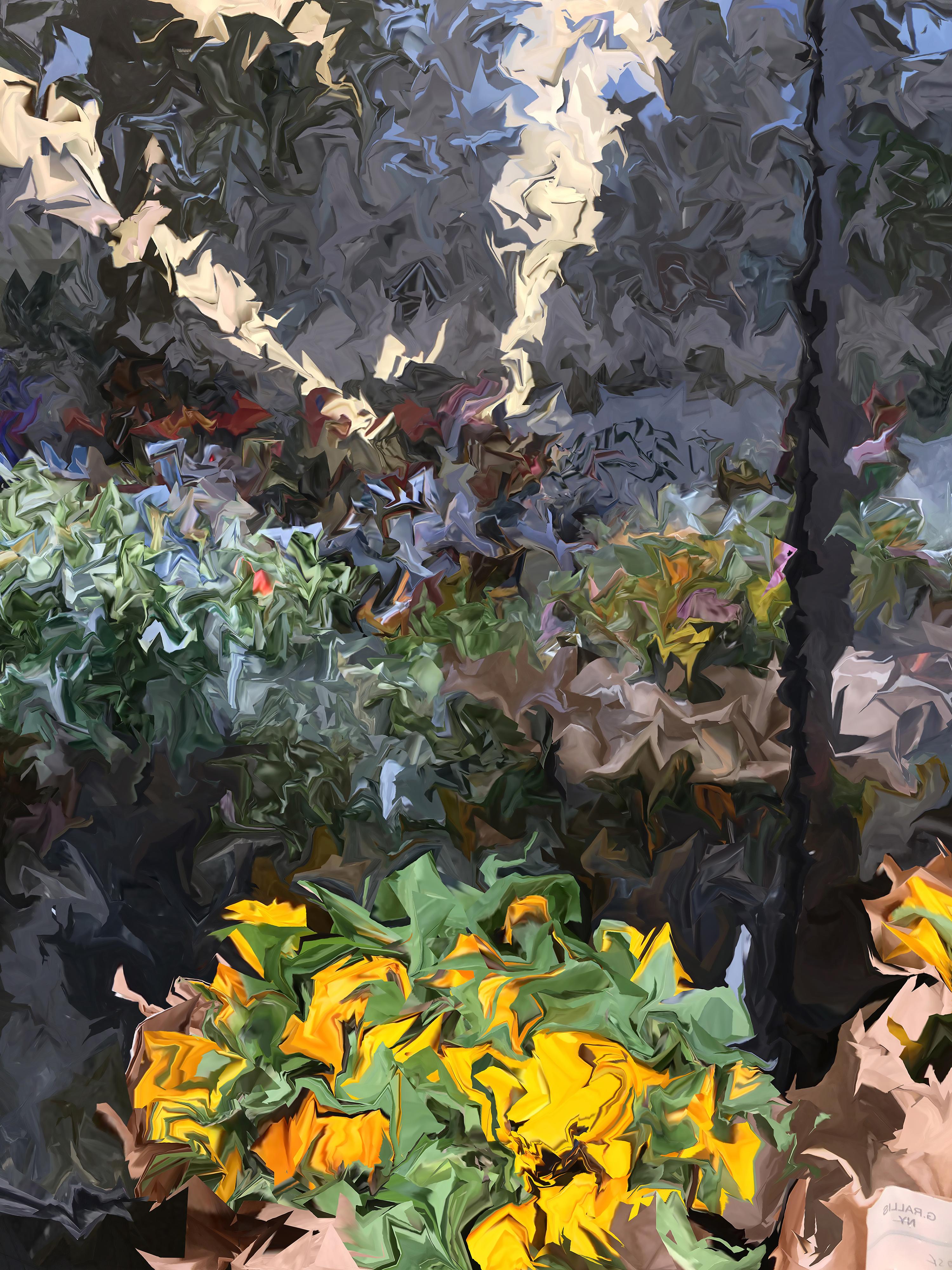 Gary Cruz Abstract Print - Sunflowers, 2018, digitally manipulated photograph, signed
