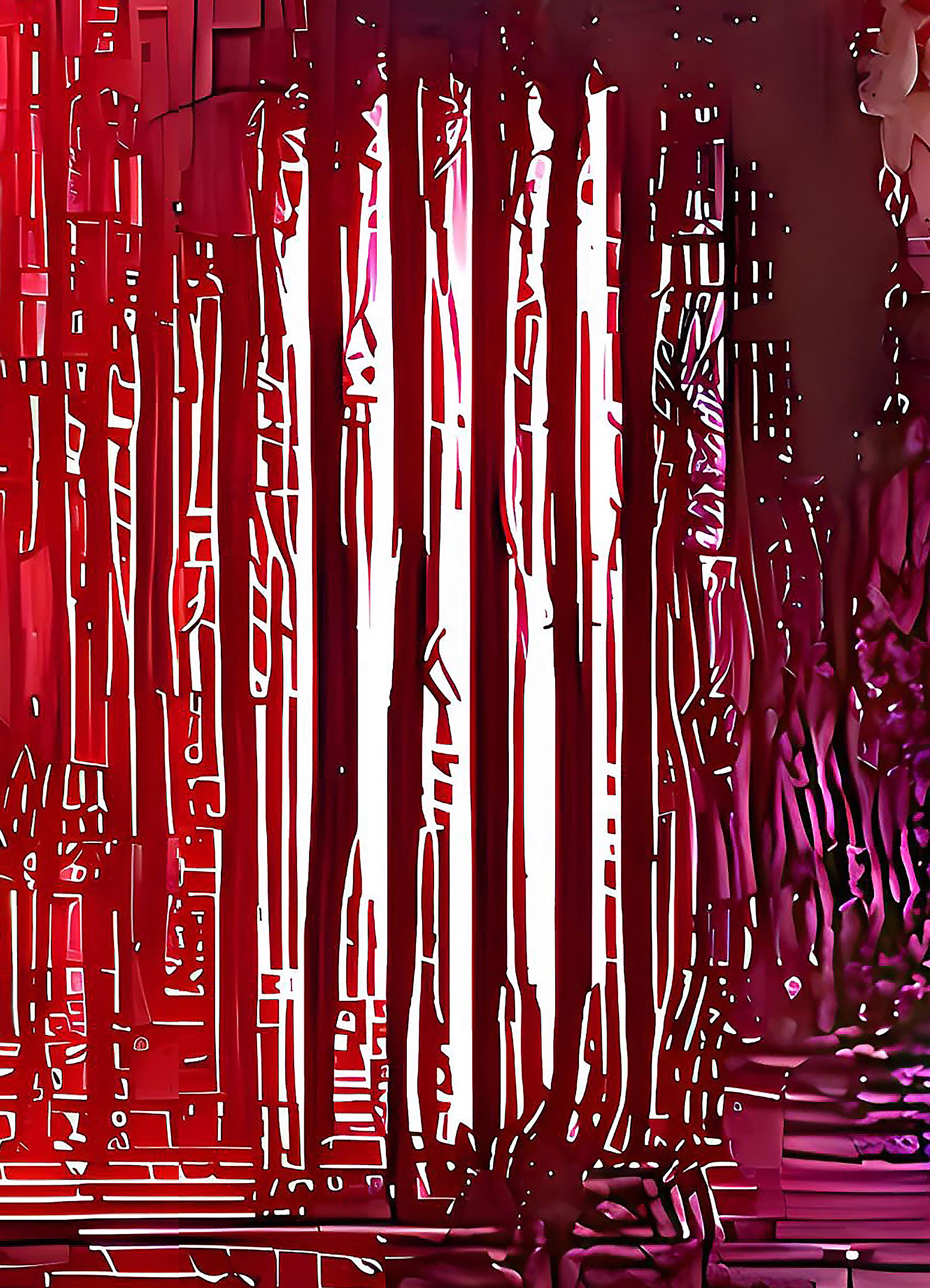 Gary Cruz Abstract Print - Arrivals & Departures I, 2024, unique pigment print, signed, red