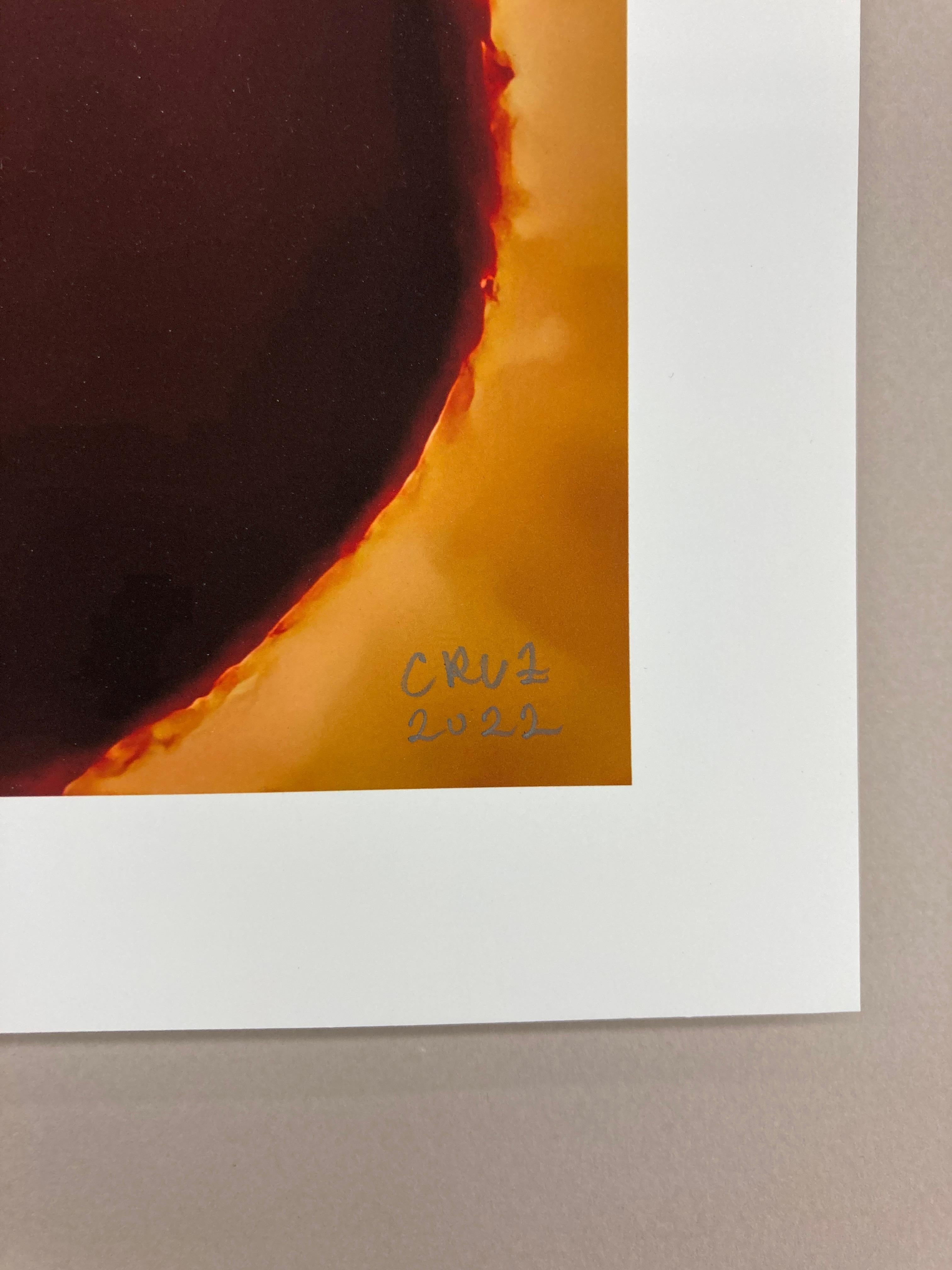 Dilation #29, 2022, digitally made print, edition of 3, signed, red - Abstract Photograph by Gary Cruz
