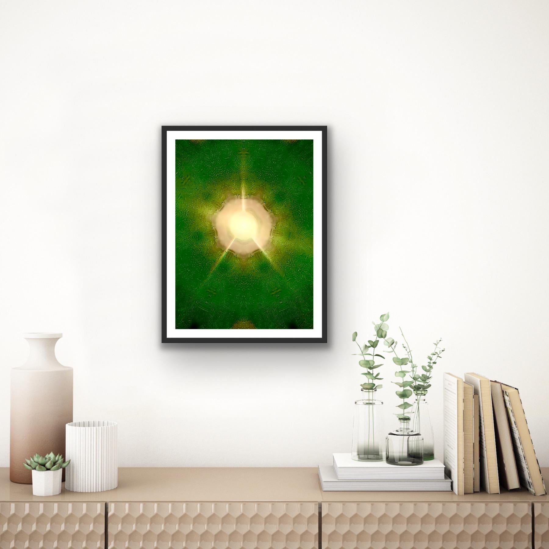 Dilation #42, 2022, digitally made abstract print, edition of 3, signed, green For Sale 1