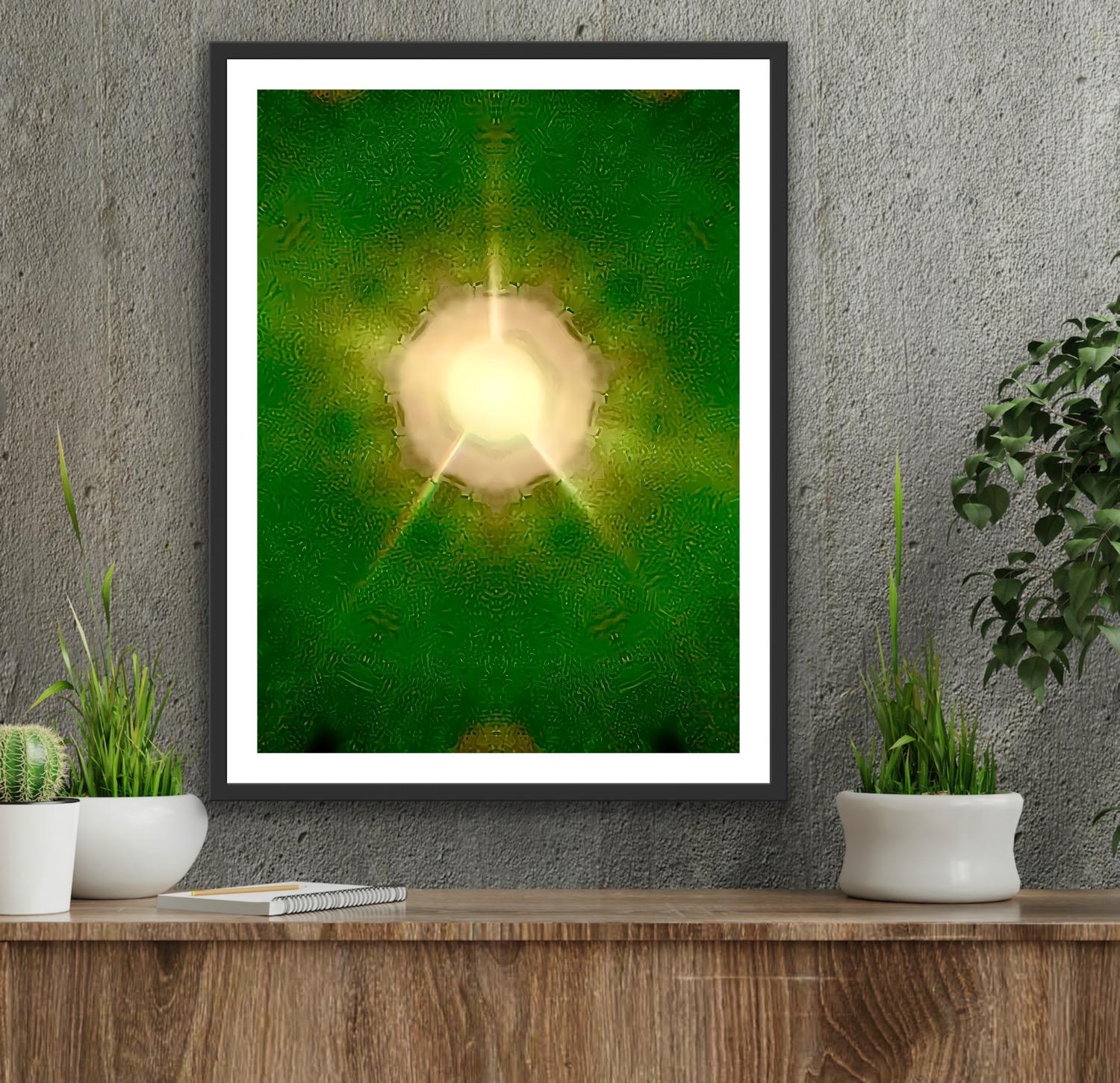 Dilation #42, 2022, digitally made abstract print, edition of 3, signed, green For Sale 4