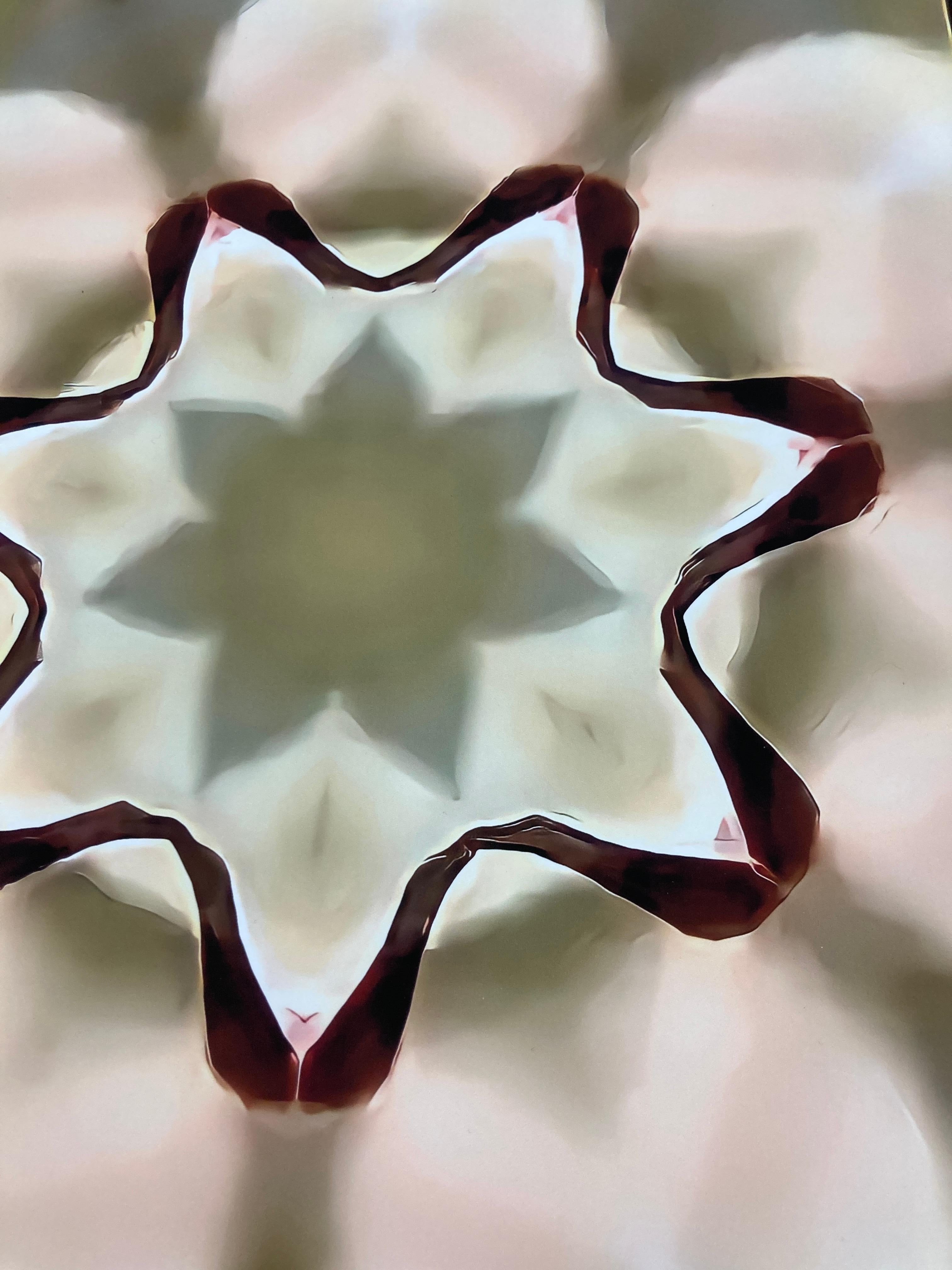 In Iris Eye #25, concentric rings anchor the composition, pulling the gaze inward toward a dense, radiant core. The symmetry is stable yet alive, as if vibrating with hidden movement. Light seems to emanate from the center, the gradations of tone