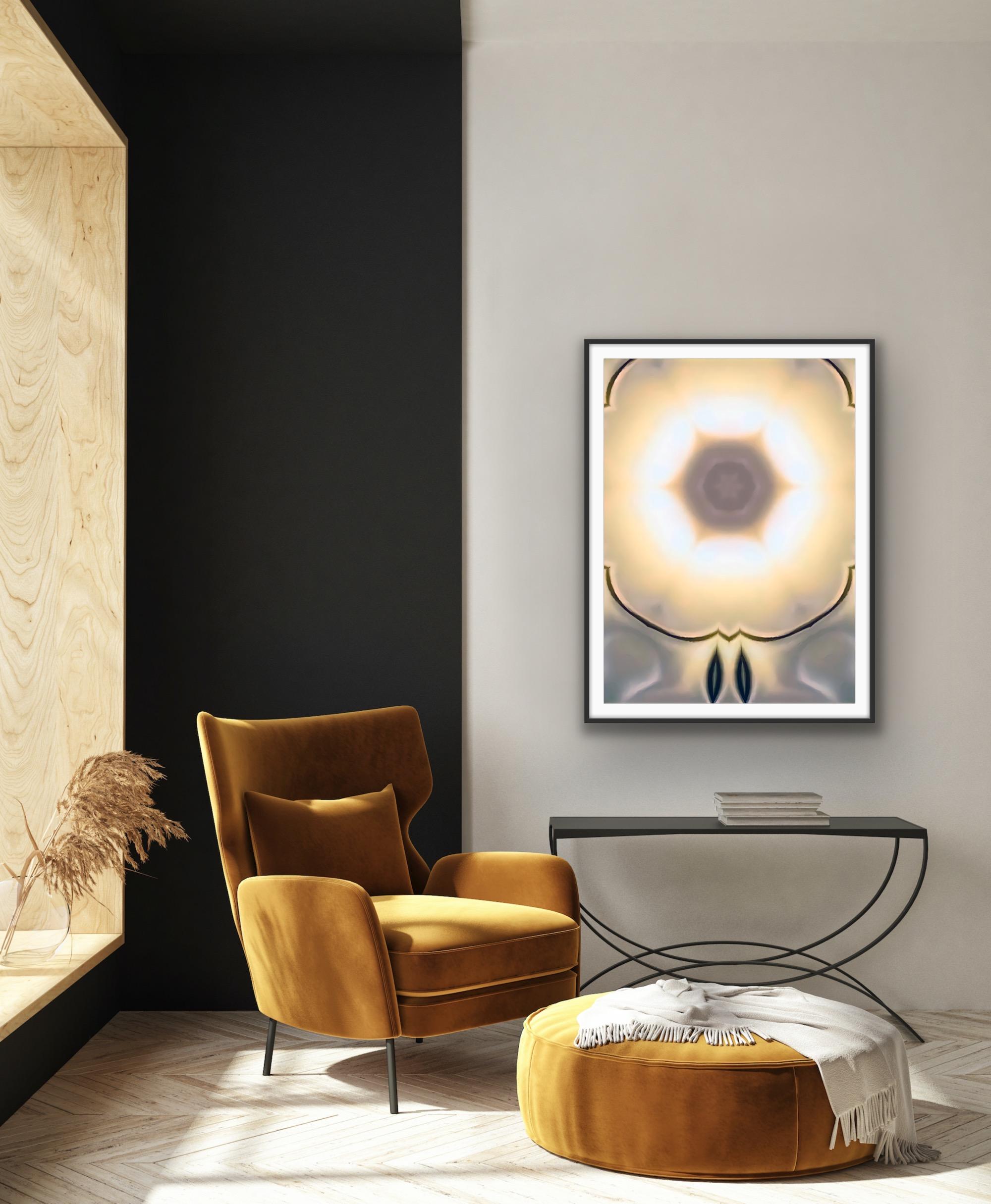 Retina #9, 2022, abstract digitally made print, edition 2 of 3, signed - Beige Abstract Photograph by Gary Cruz