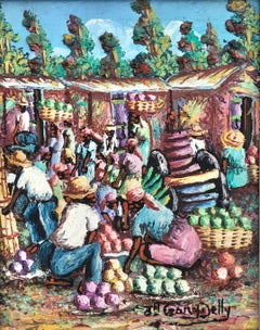 Fruit Market in Haiti oil on canvas painting