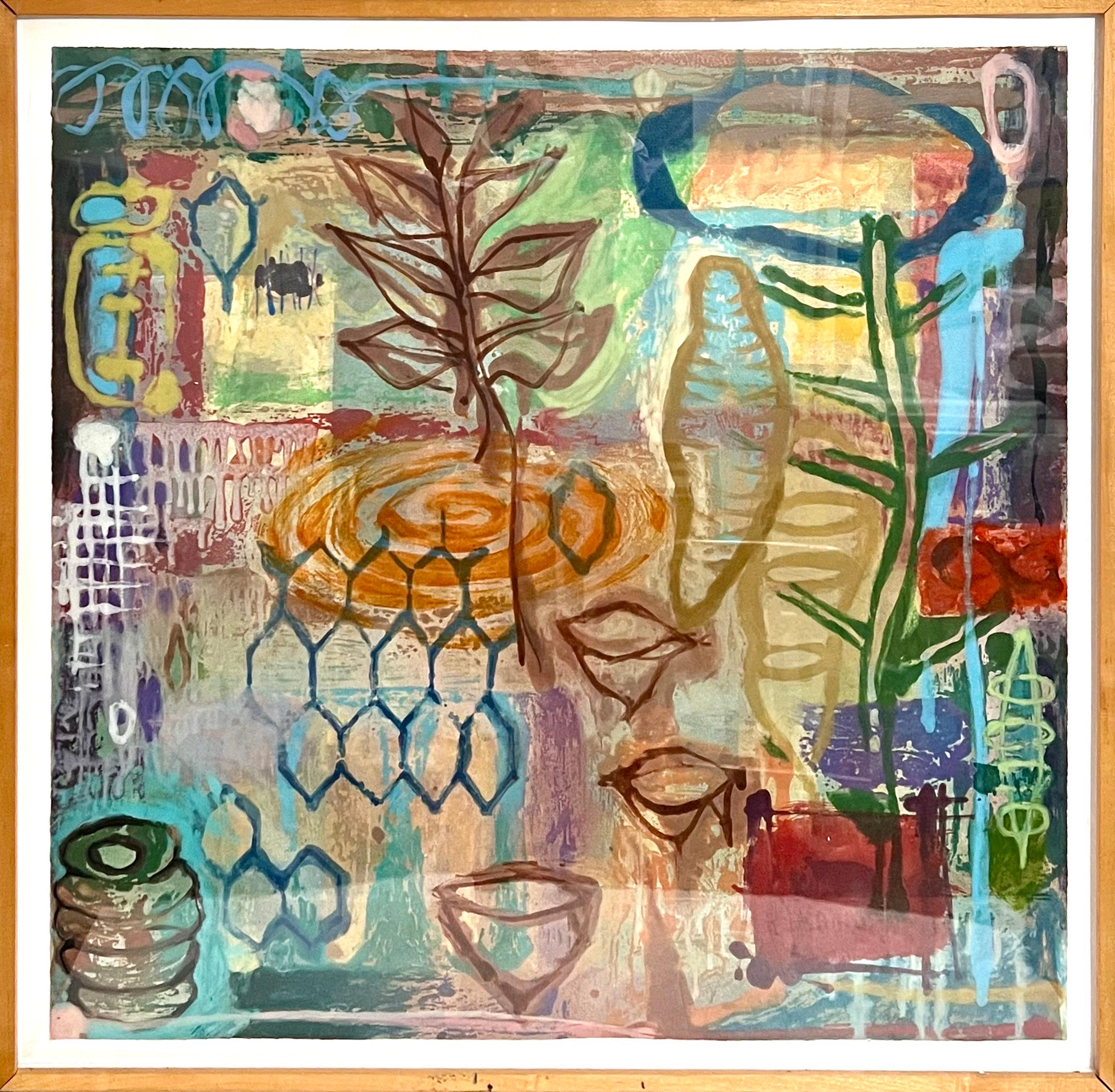 Large Gary Denmark Contemporary Abstract Flora Monotype Print Monoprint Artist For Sale 6