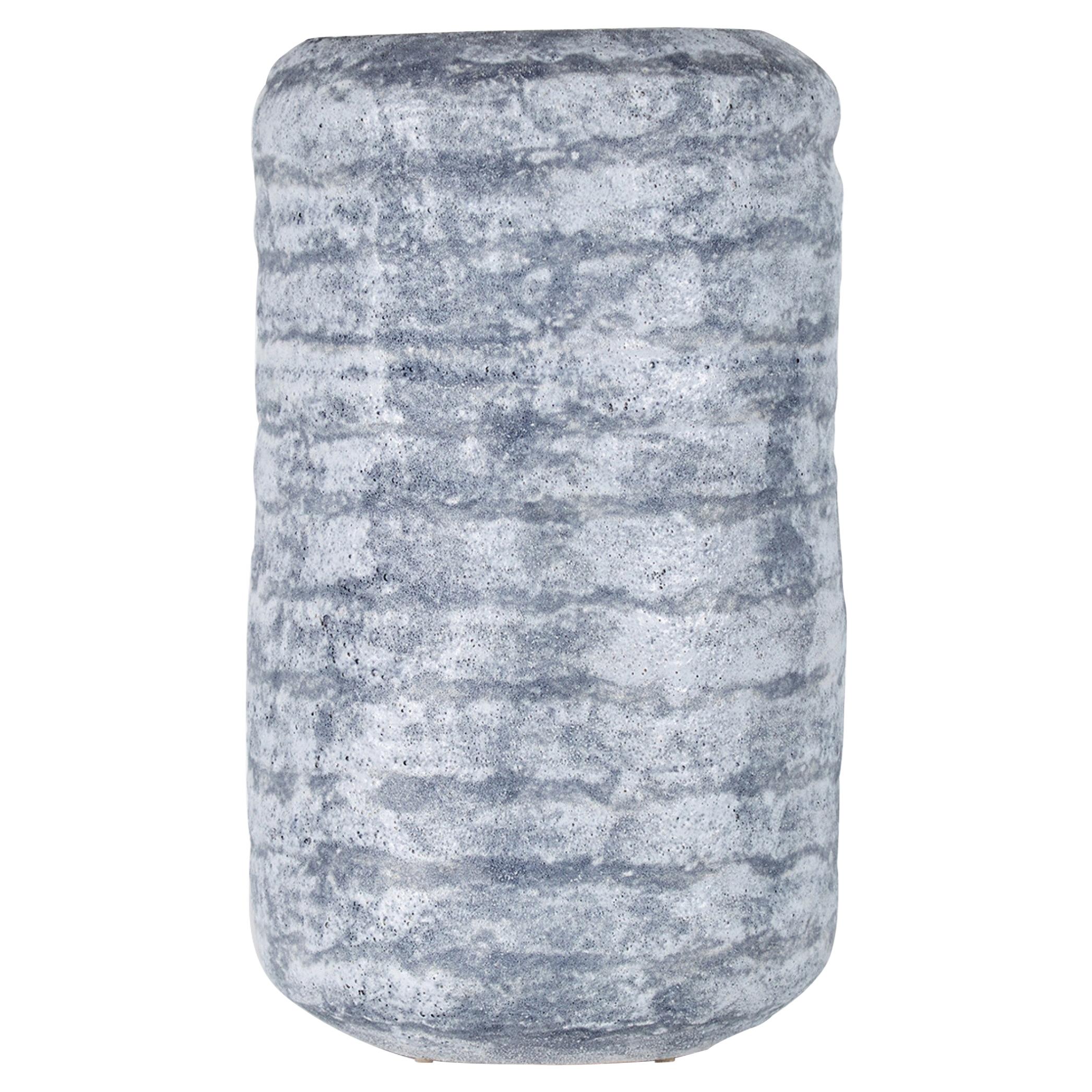 Gary Di Pasquale Contemporary Tall Thrown Textured Gray Striped Vase For Sale