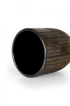 Gary Di Pasquale Contemporary Thrown Bronze and Black Glazed Cylindrical Vase