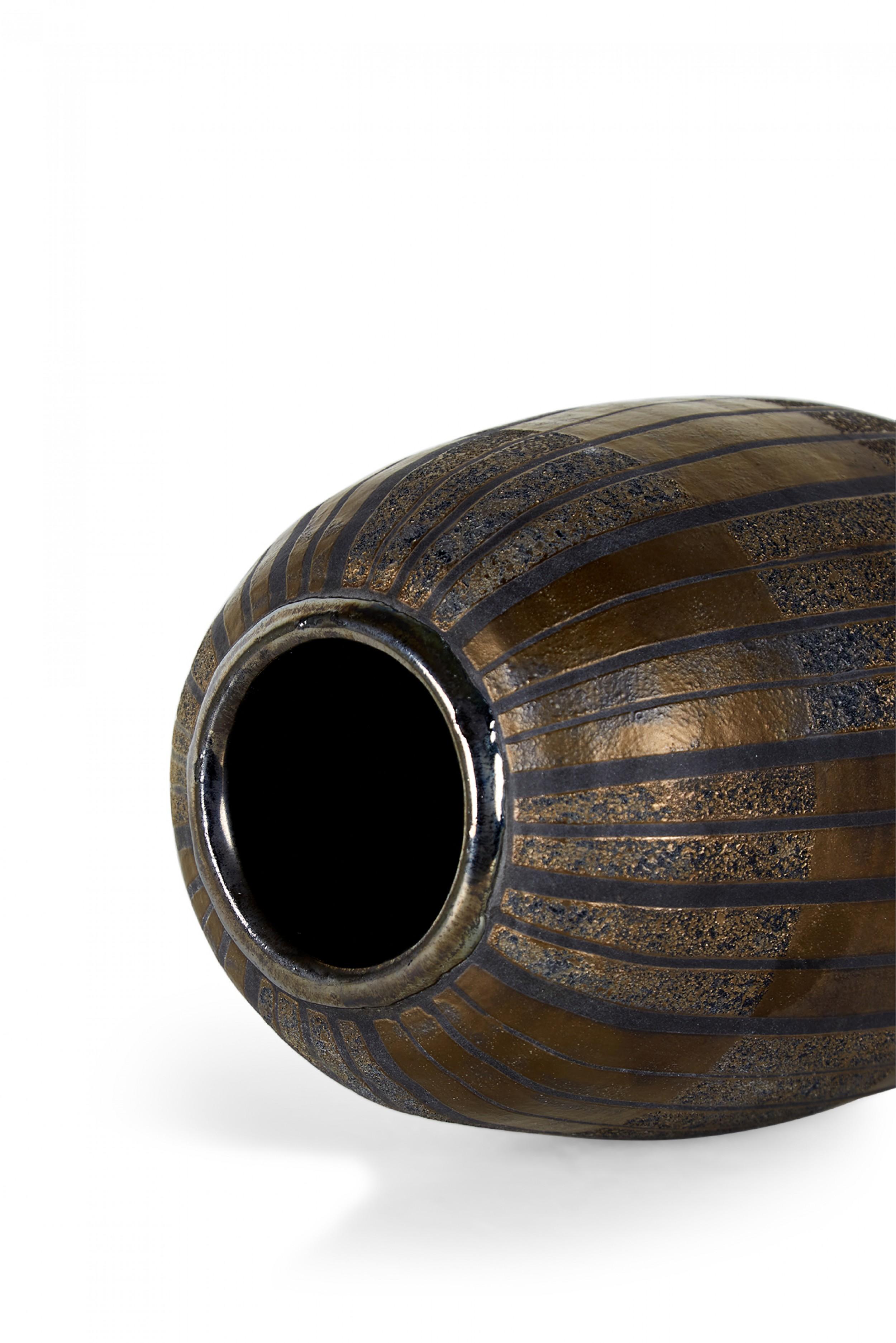 Gary Di Pasquale Contemporary Thrown Bronze and Black Glazed Vase In Good Condition In New York, NY