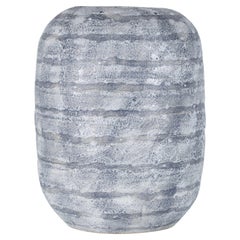 Gary Di Pasquale Contemporary Thrown Textured Gray Striped Rounded Vase
