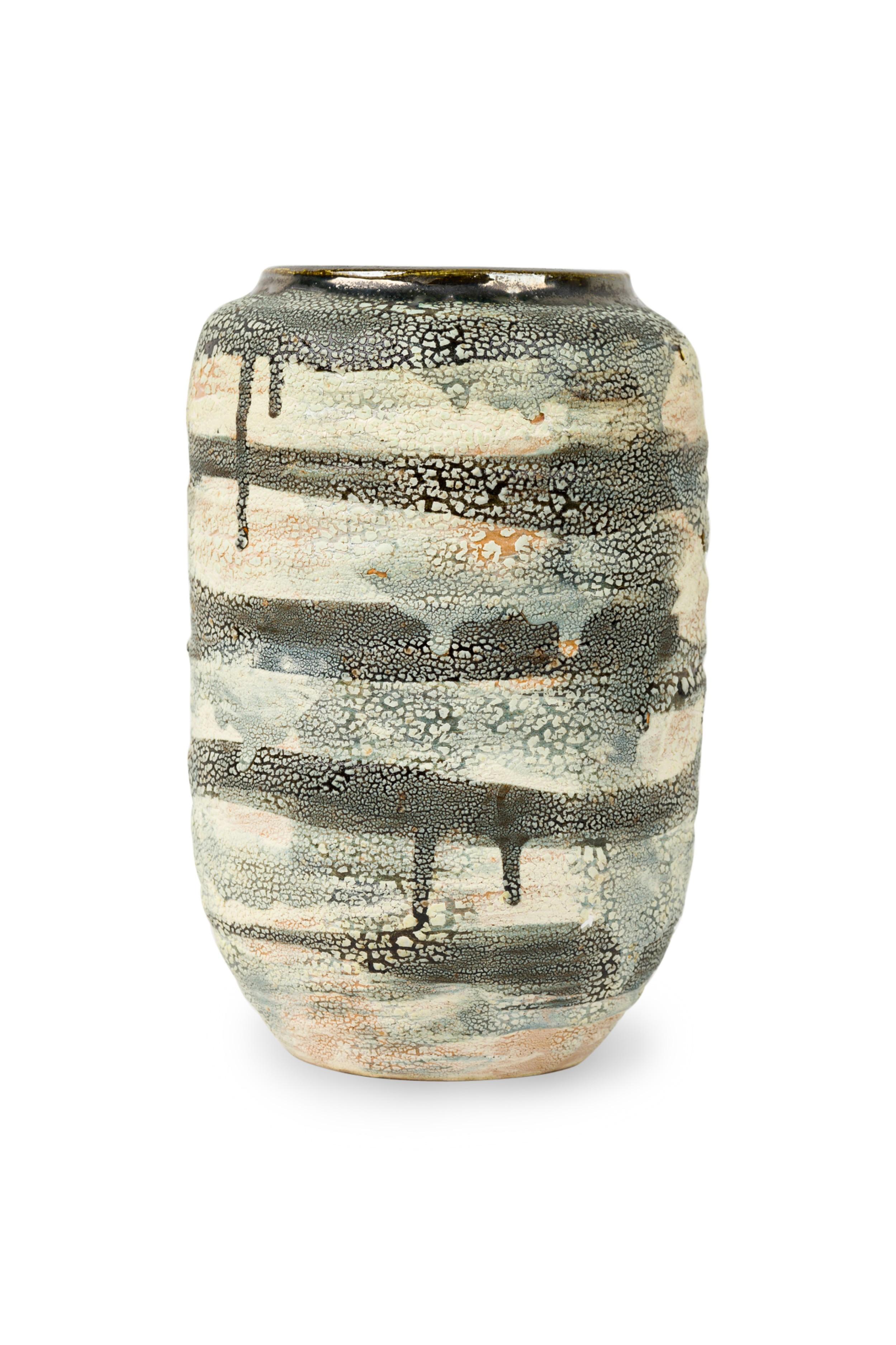 Gary Dipasquale Contemporary Vaso a goccia alto nero, grigio e bianco con interno nero