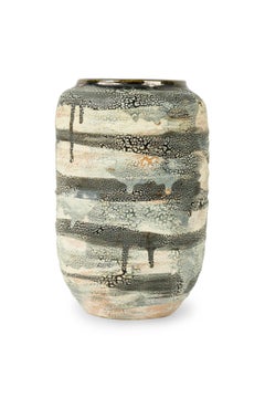 Gary Dipasquale Vase noir, gris et blanc à motif de gouttes avec intérieur noir