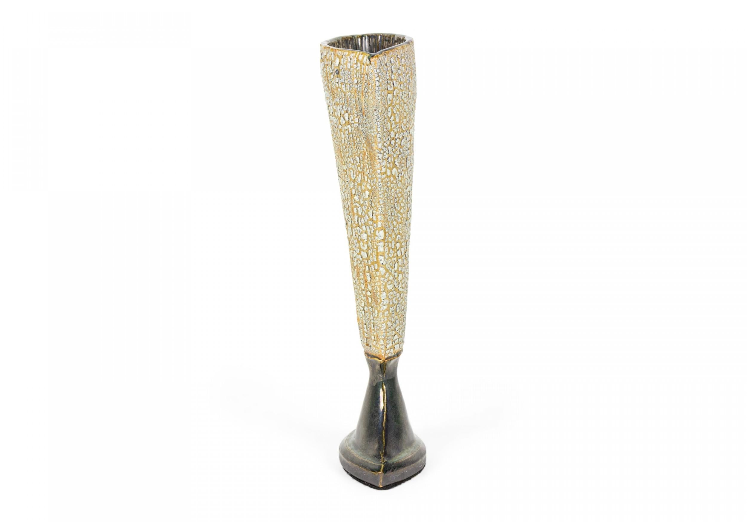 Modern Gary DiPasquale Ceramic Tall Thin Envelope Form Bark Texture Table Lamp For Sale