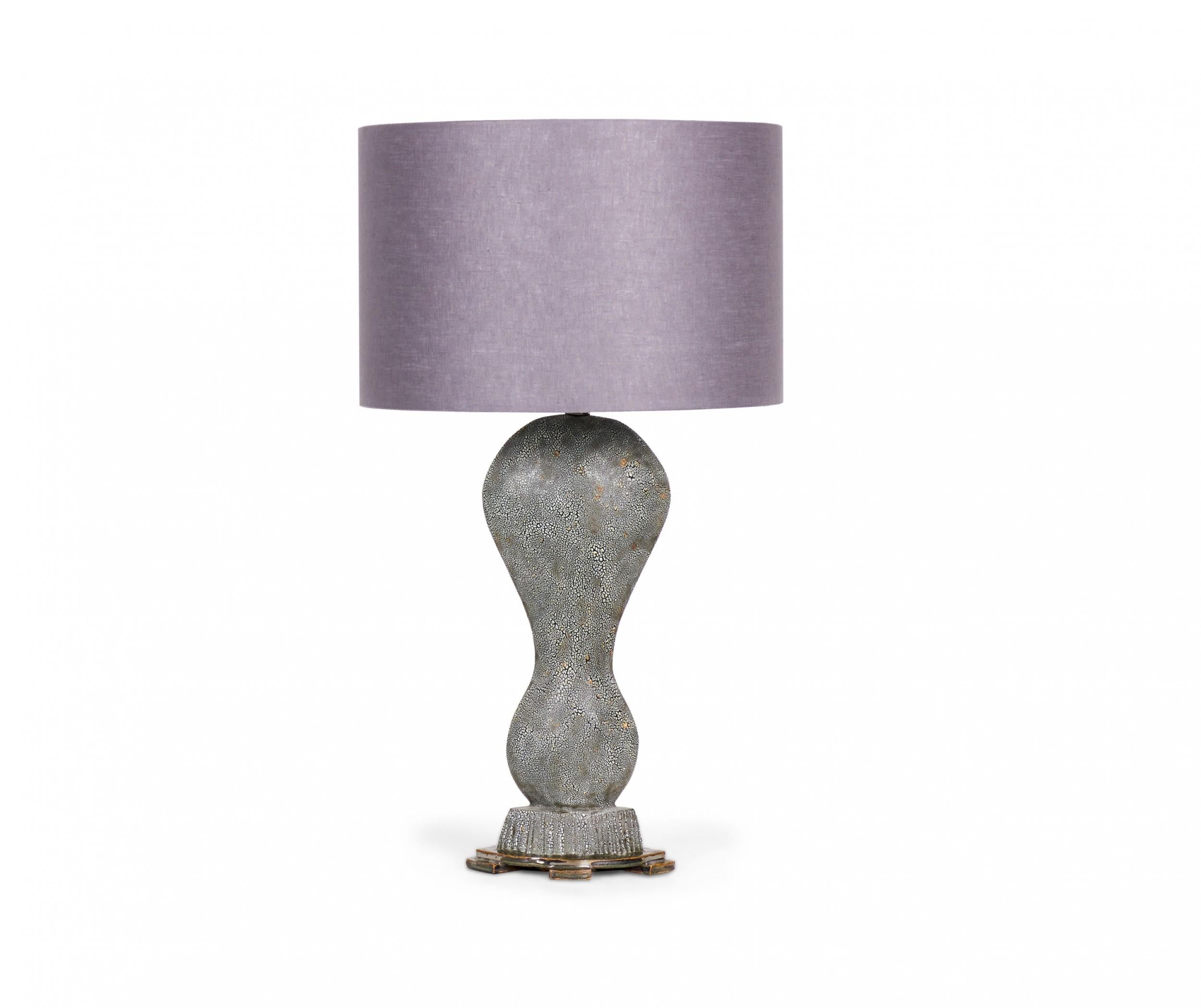 20th Century Gary DiPasquale Contemporary Black and Blue Pebbled Finish Ceramic Table Lamp For Sale