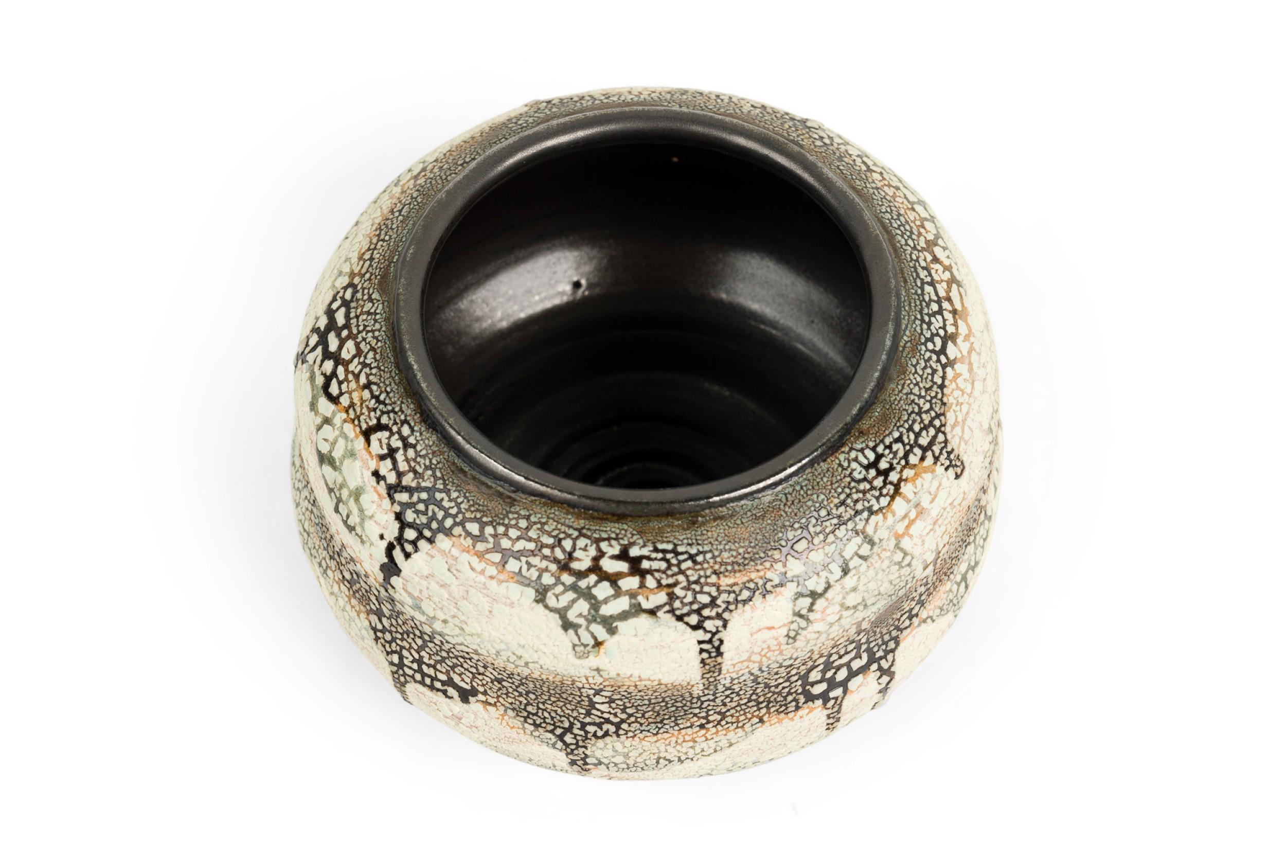 Gary Dipasquale Contemporary Black, Grey & White Double Gourd Drip Pattern Vase (Handgefertigt) im Angebot