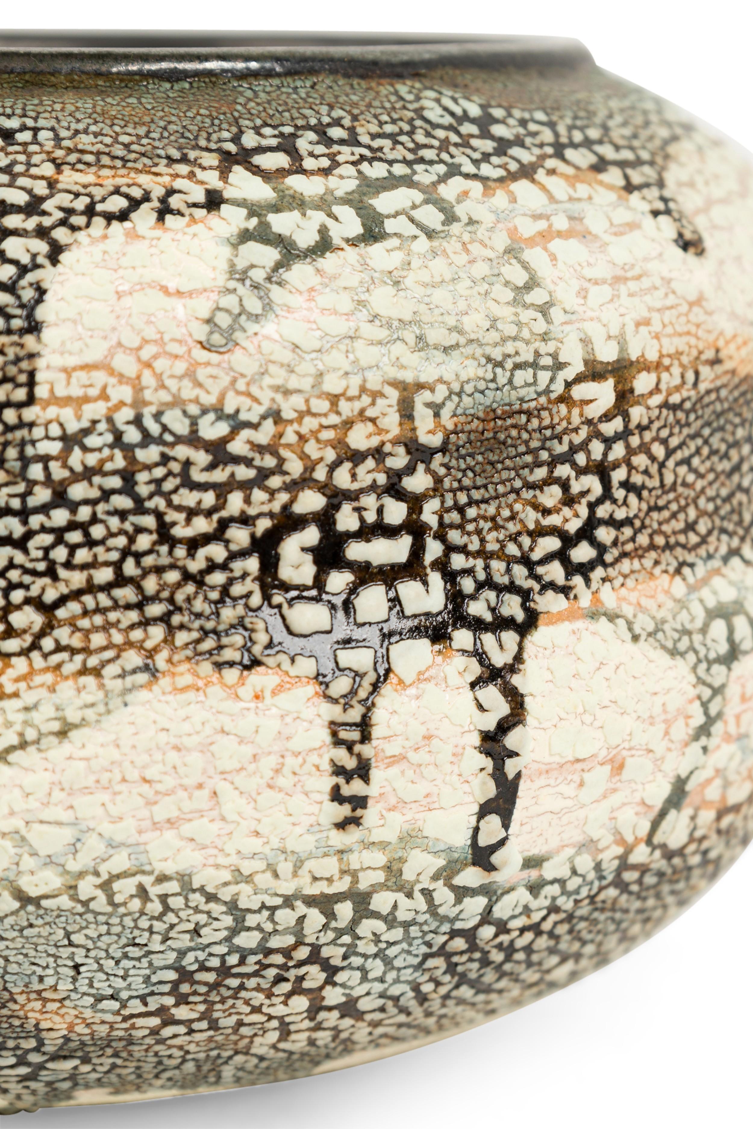 Gary Dipasquale Contemporary Black, Grey & White Double Gourd Drip Pattern Vase im Zustand „Gut“ im Angebot in Queens, NY