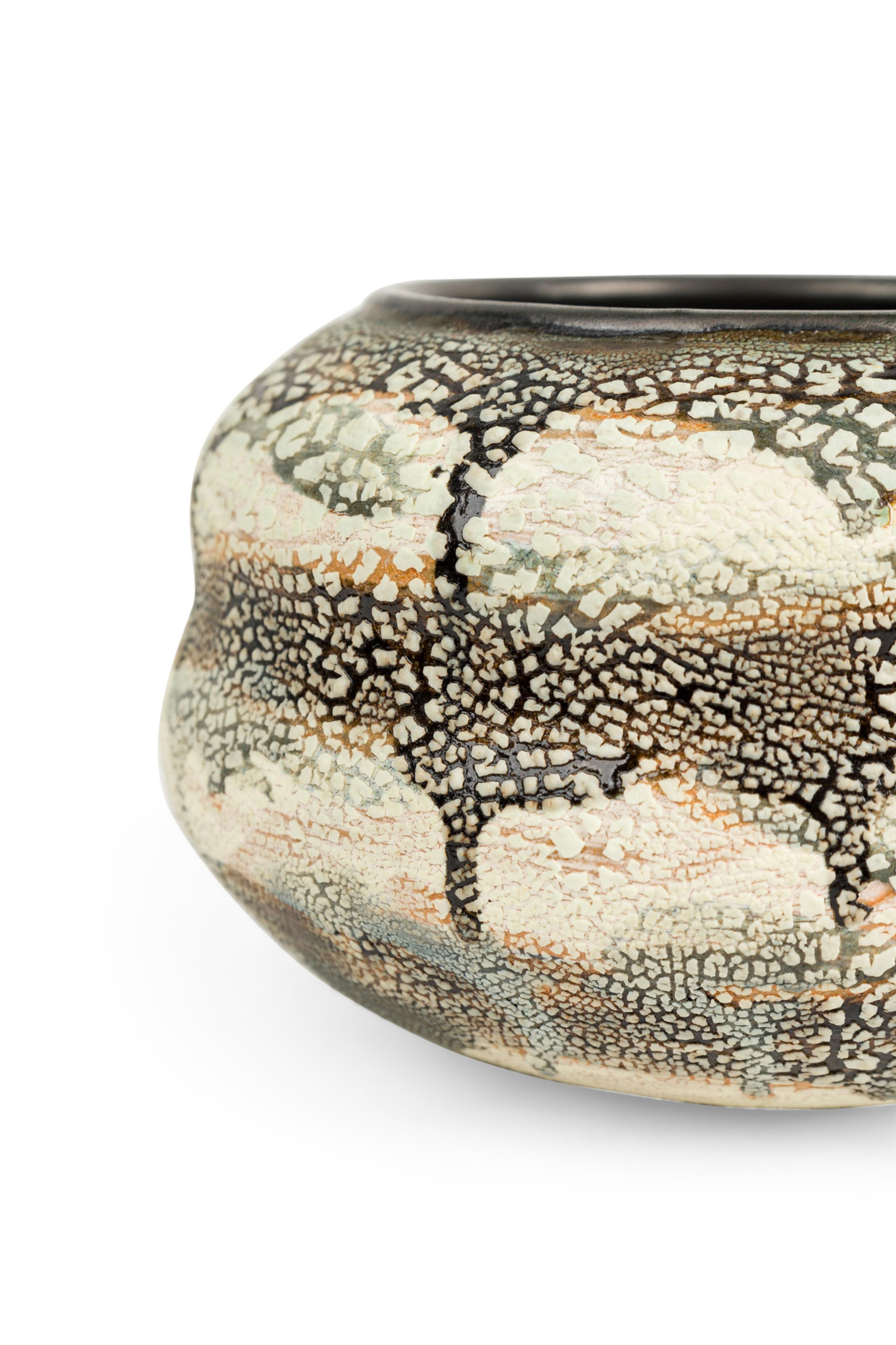 Gary Dipasquale Contemporary Black, Grey & White Double Gourd Drip Pattern Vase (20. Jahrhundert) im Angebot