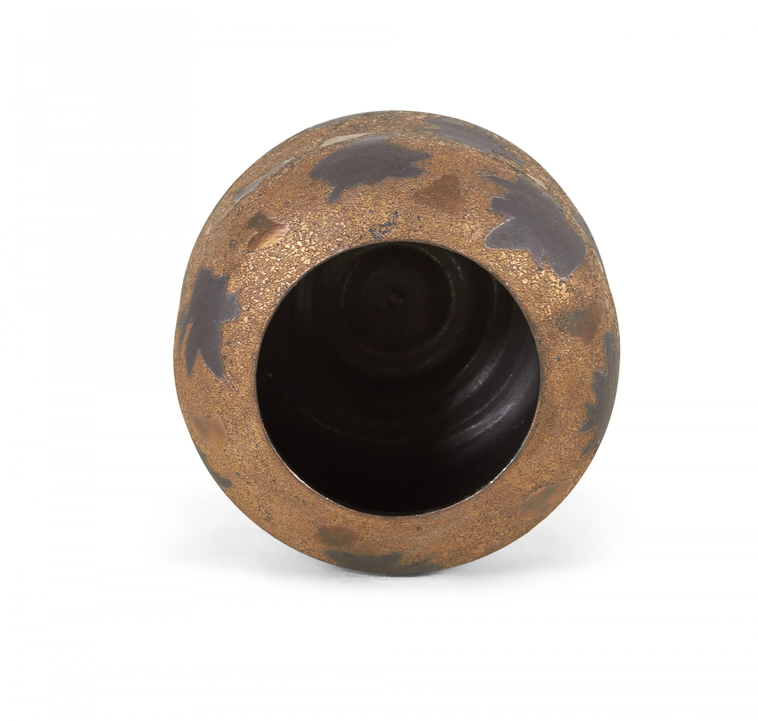 Ceramic Gary DiPasquale Contemporary Bronze Texture and Black Starburst Patterned Curved For Sale