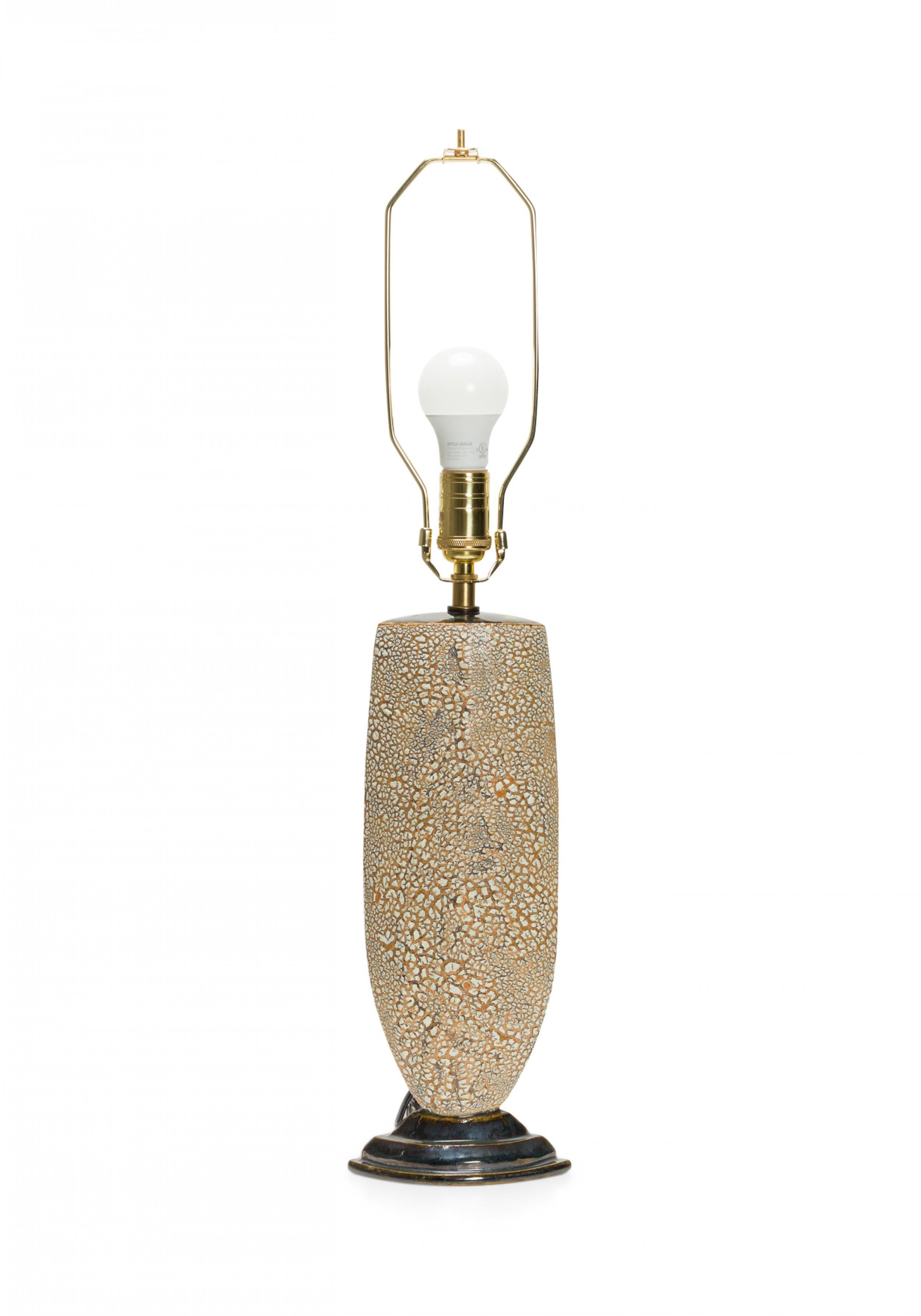 American Gary DiPasquale Contemporary Ceramic Envelope Form Bark Texture Table Lamp For Sale
