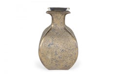 Gary DiPasquale Contemporary Ceramic Squared Flared Lip Bronze Glazed Vase