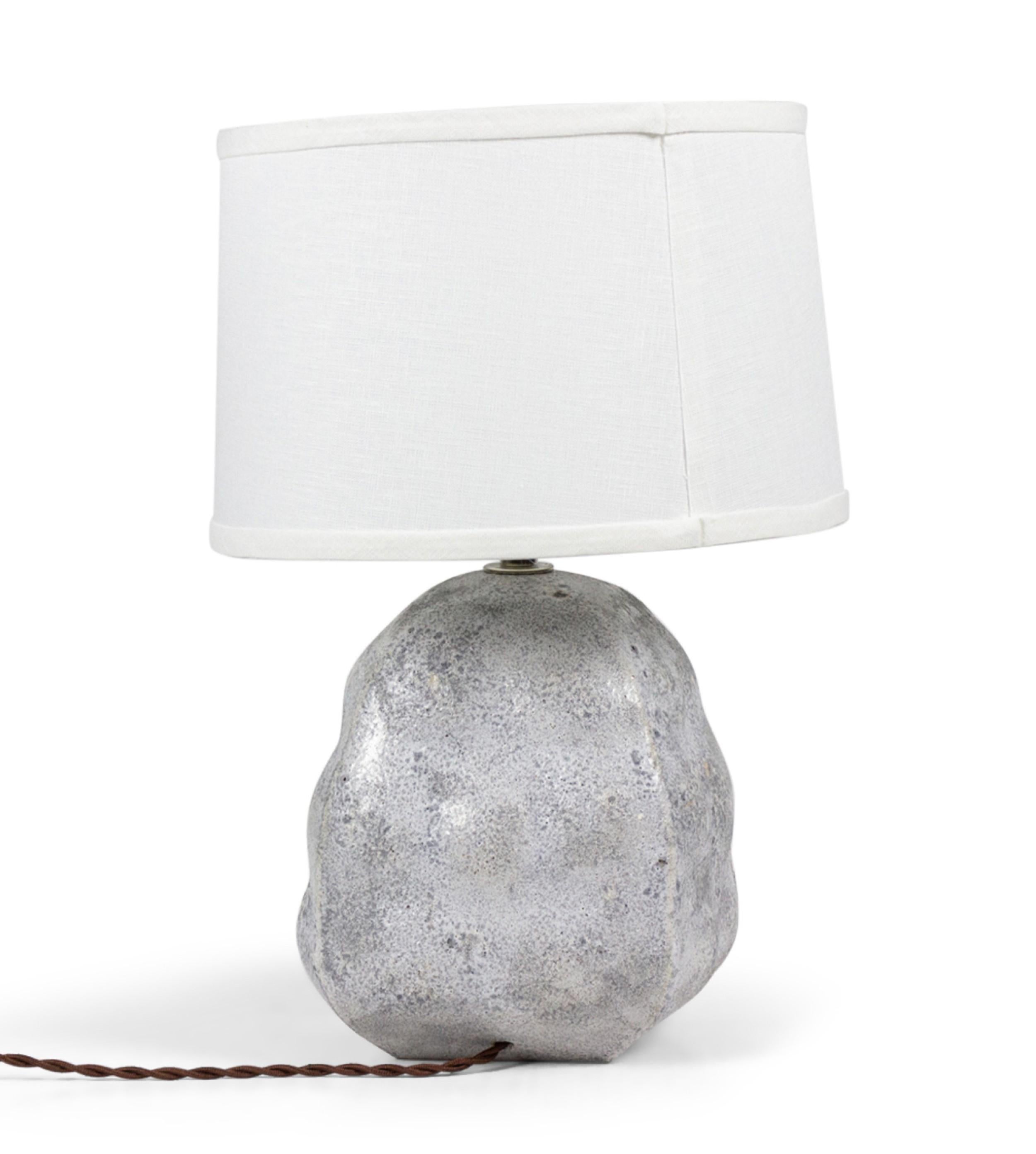 Modern Gary DiPasquale Contemporary Gray Textured Ceramic Bulbous Form Table Lamp For Sale