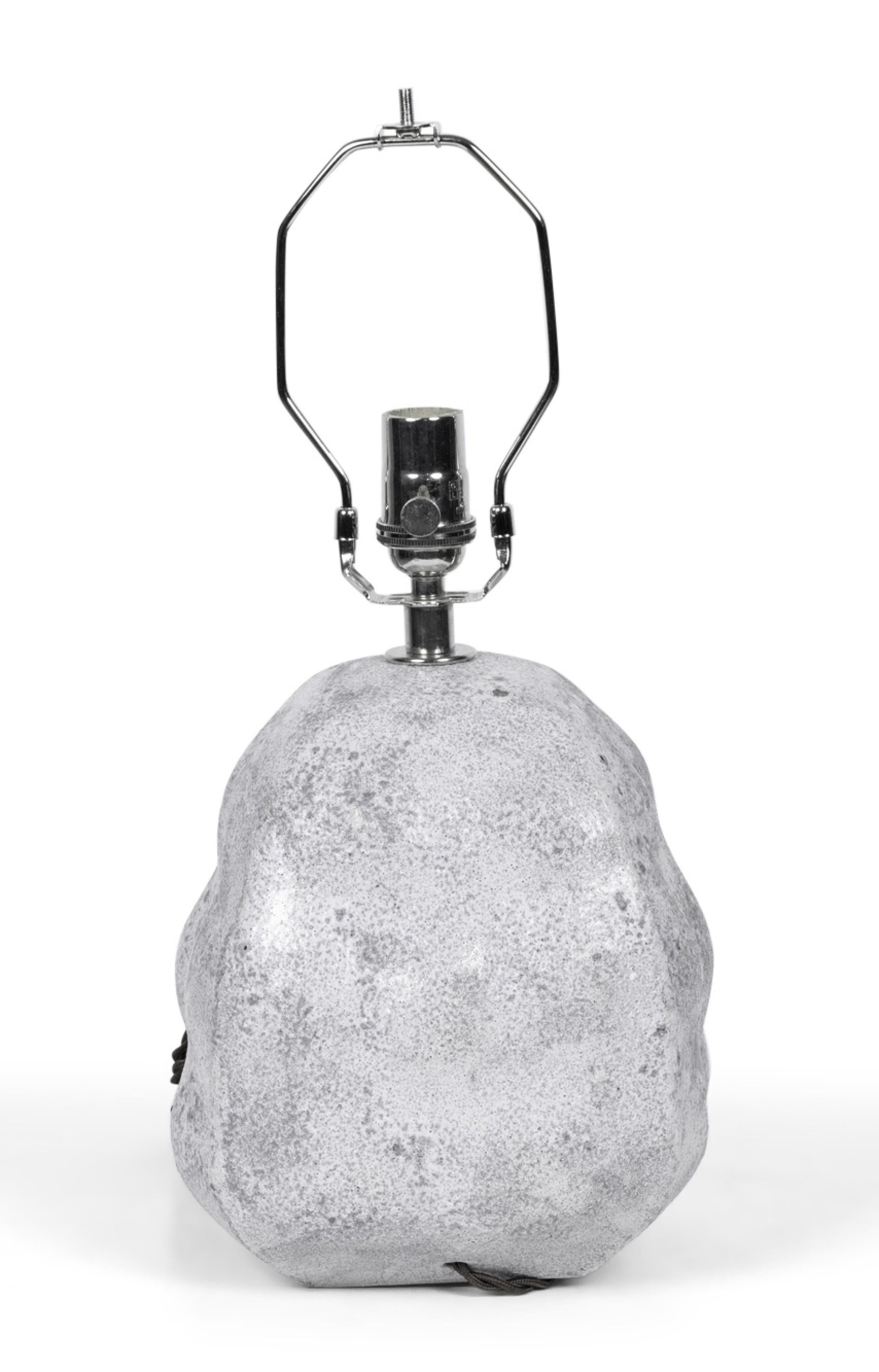 20th Century Gary DiPasquale Contemporary Gray Textured Ceramic Bulbous Form Table Lamp For Sale