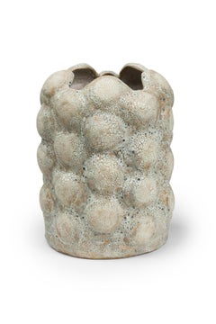Gary DiPasquale Contemporary Off-White Textural Raised Lobed Cylindrical Vase