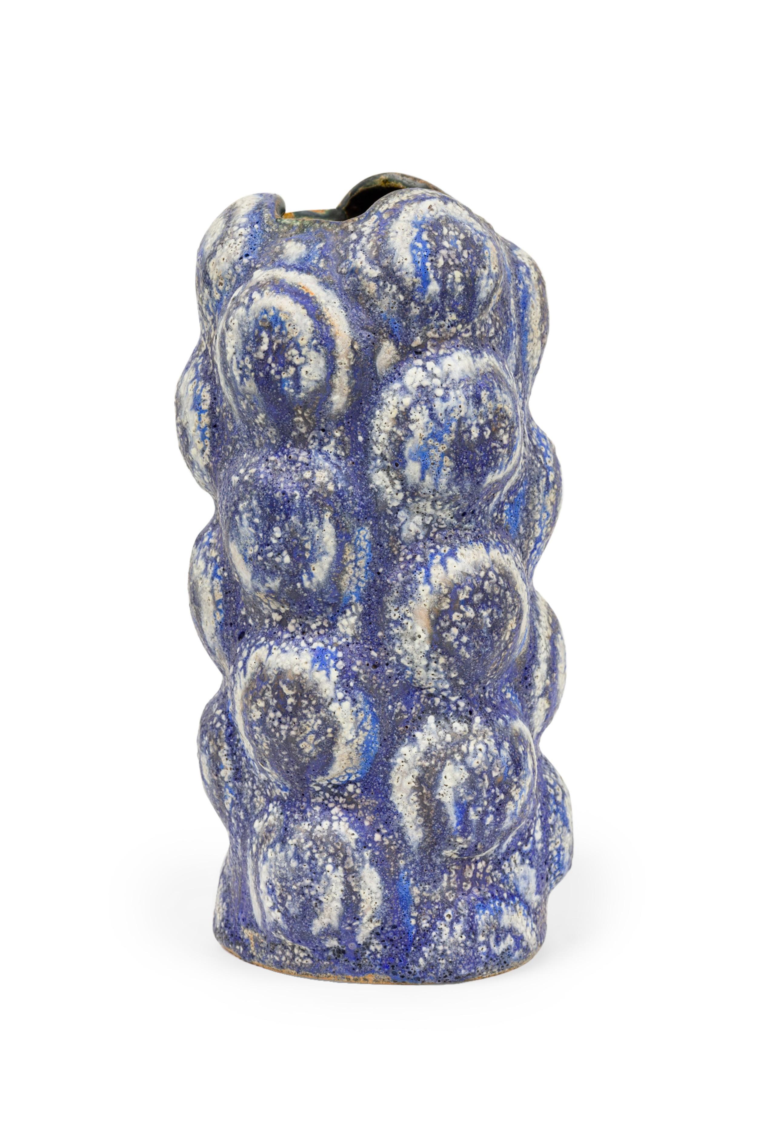 Modern Gary DiPasquale Contemporary Vase with White Textural Exterior & Black Interior For Sale