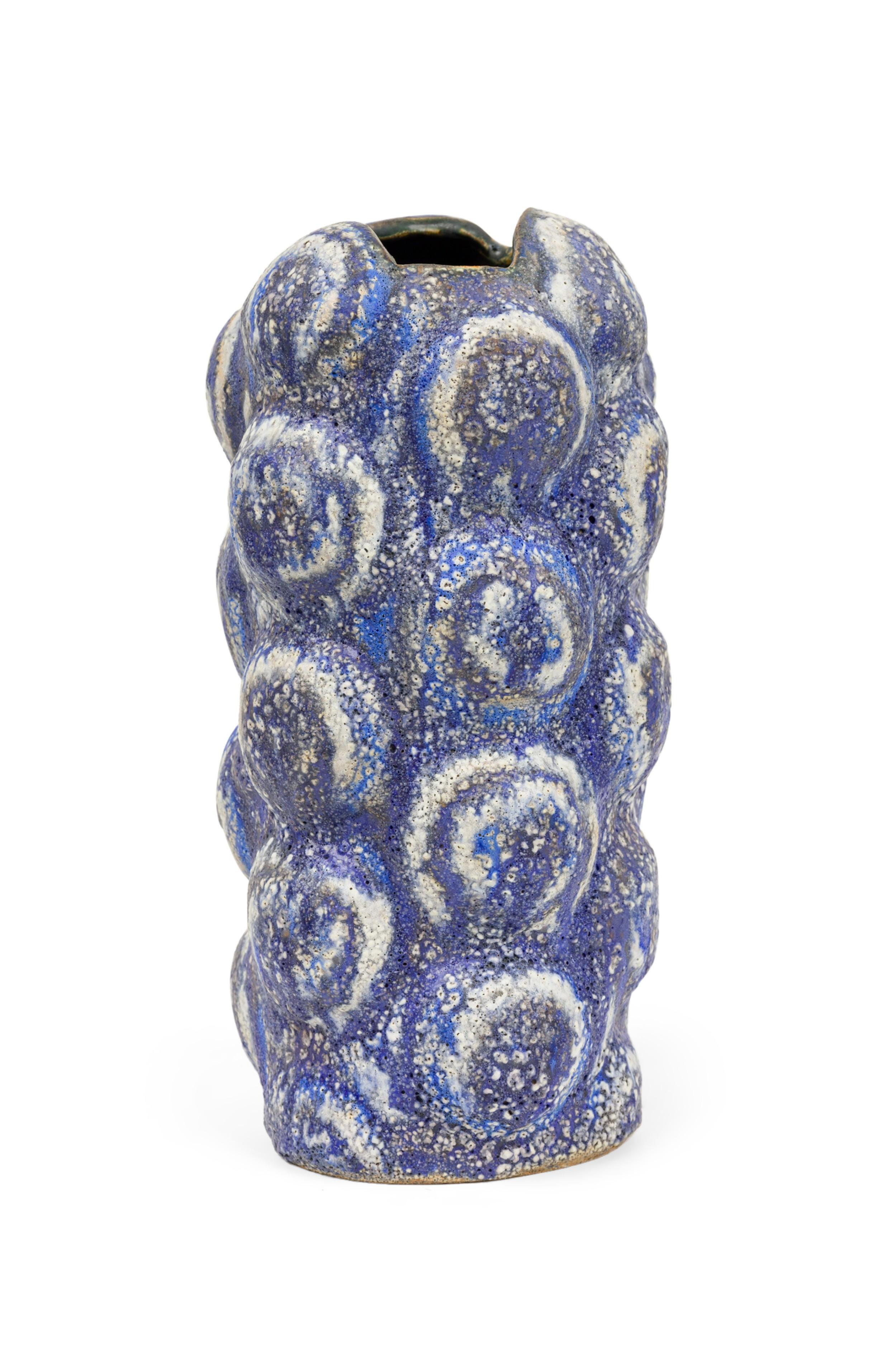 American Gary DiPasquale Contemporary Vase with White Textural Exterior & Black Interior For Sale