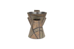 Gary DiPasquale Elongated Multi-Asymmetrical Vessel in Black, Grey Geometric