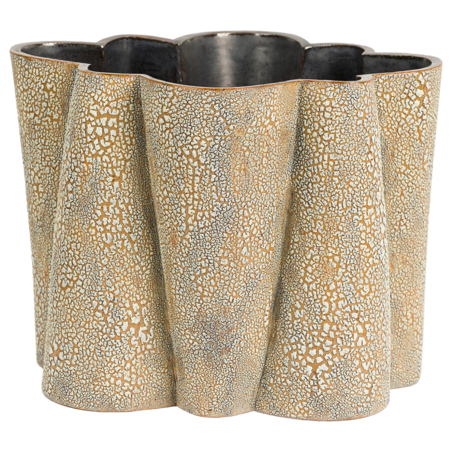 Gary DiPasquale Lobed 8-Sided Vessel with White Bark Textured Exterior Interi
