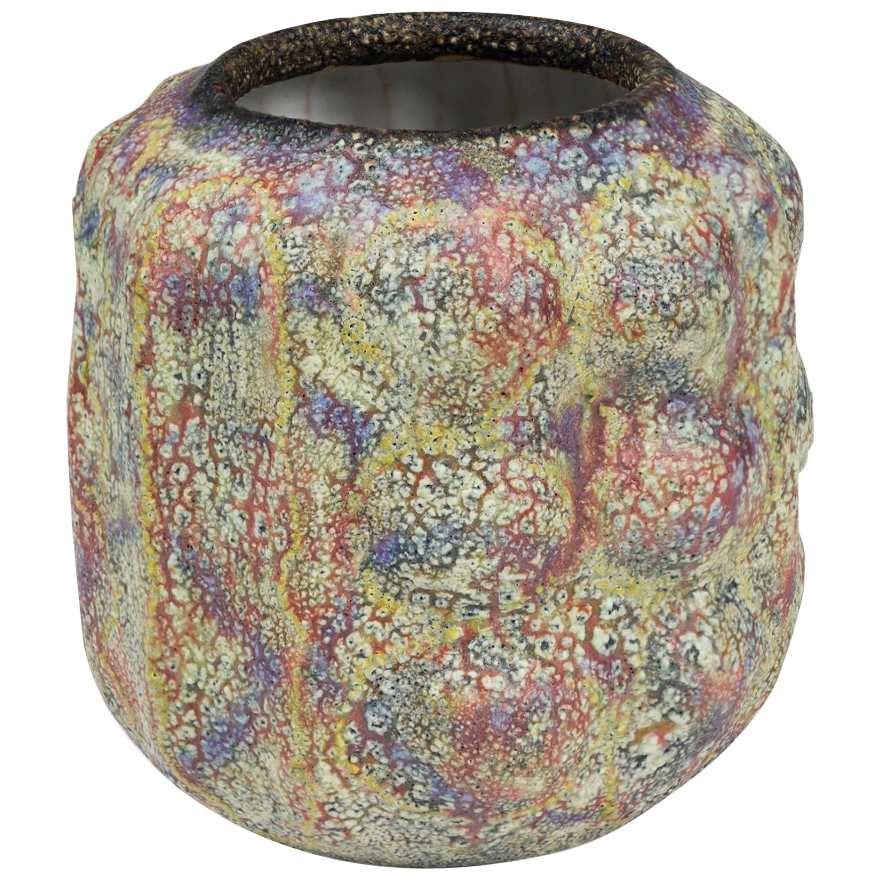 Gary DiPasquale Textural Amorphic Form Lobed Cylindrical Ceramic Vase