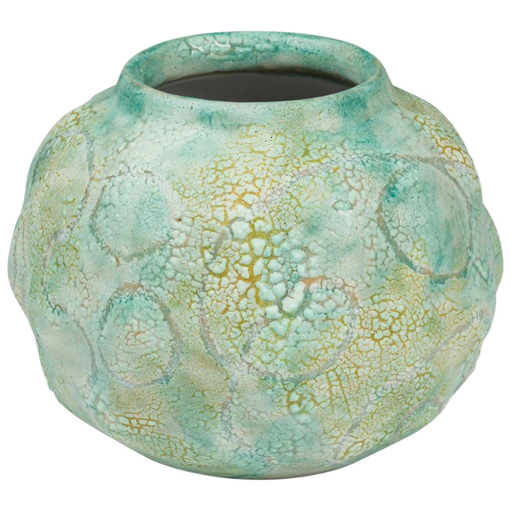 Gary DiPasquale Textural Amorphic Form Monochromatic Lobed Round Ceramic Vase For Sale