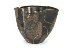 Gary DiPasquale Wheel Thrown Vessel Black, White & Grey Texture Glaze & Abstract