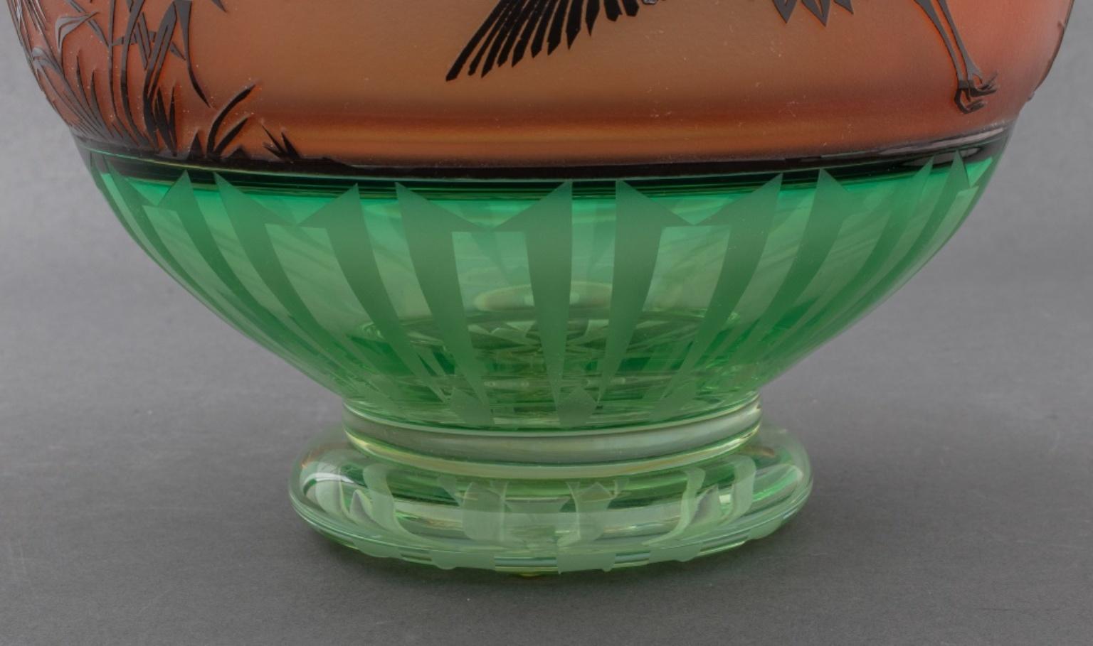 Gary Genetti Covered Glass Vase with Cranes 3