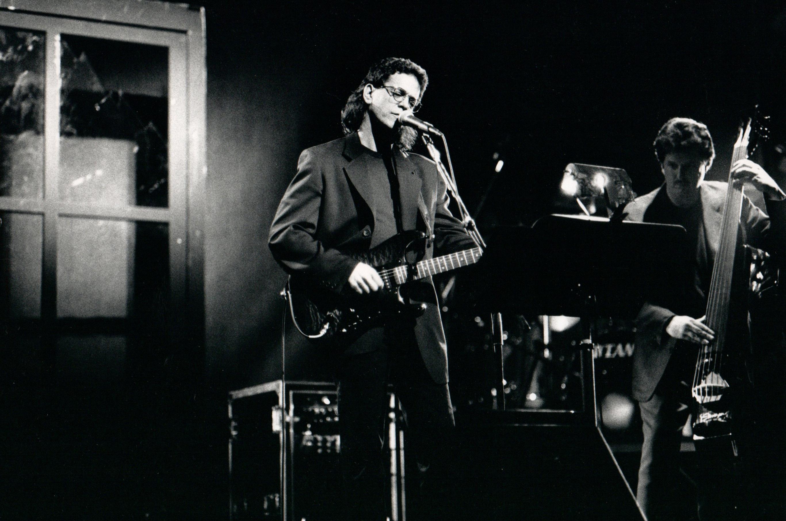 Gary Gershoff Black and White Photograph - Lou Reed Performing at St. James Theatre Vintage Original Photograph