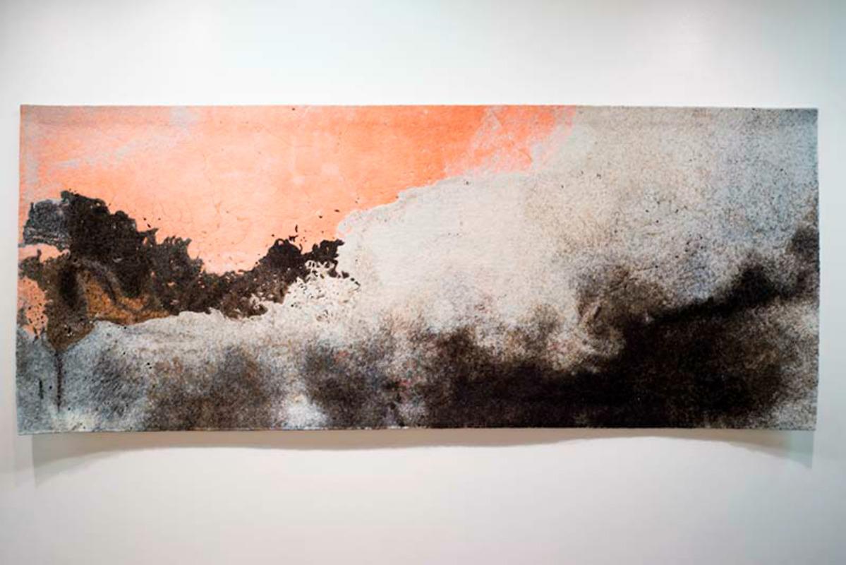 Gary Goldberg, Finding the Universe in Oaxaca, Peach Wave, felted wall tapestry - Mixed Media Art by Gary Goldberg 
