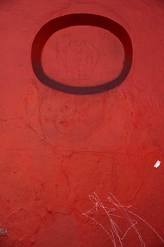 Trouver l'Univers à Oaxaca, flottant ovale sur fond rouge profond