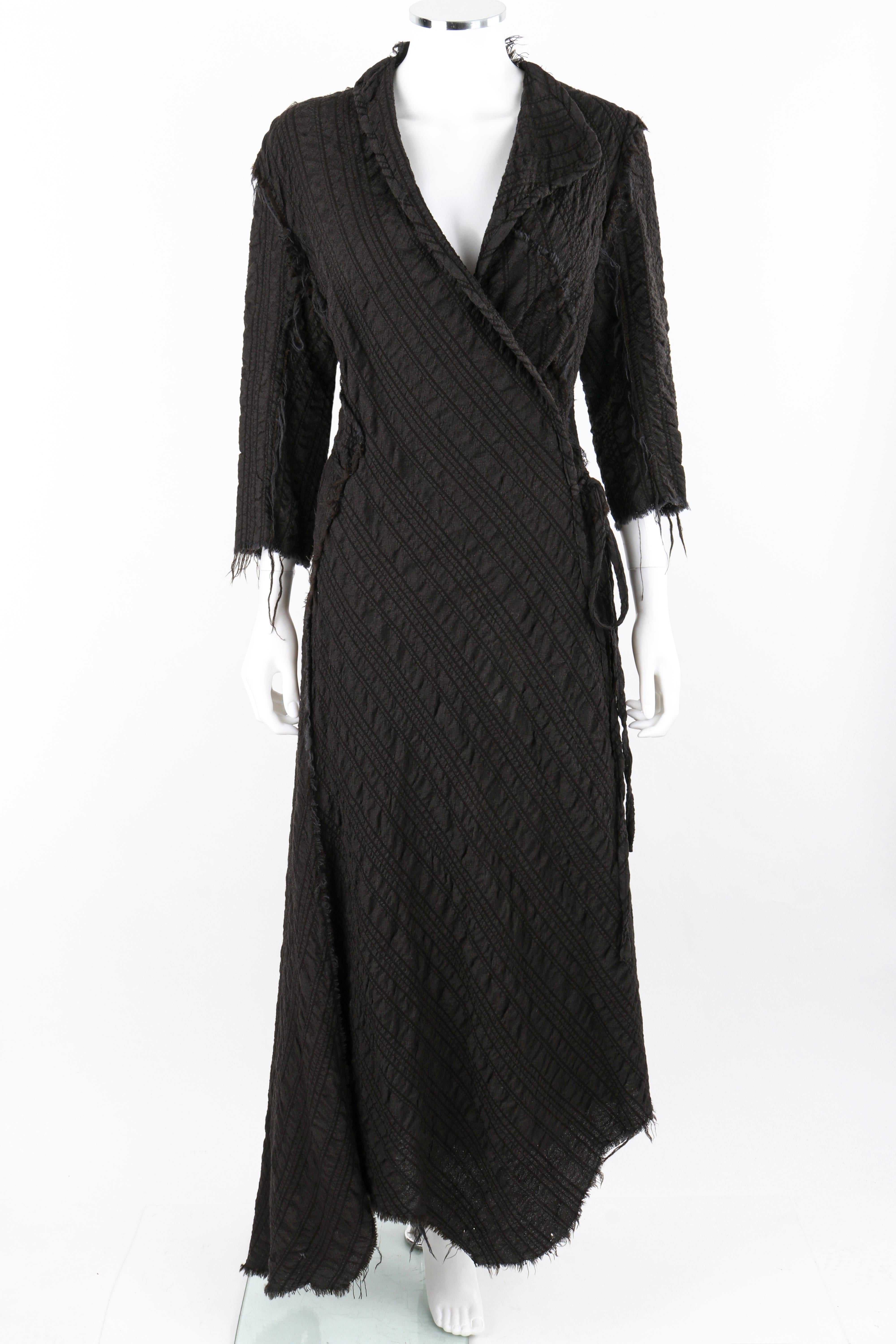 GARY GRAHAM 2003 Black Wool Texture Distressed Asymmetrical Maxi Wrap Dress OOAK

Brand / Manufacturer: Gary Graham
Collection: Dated 