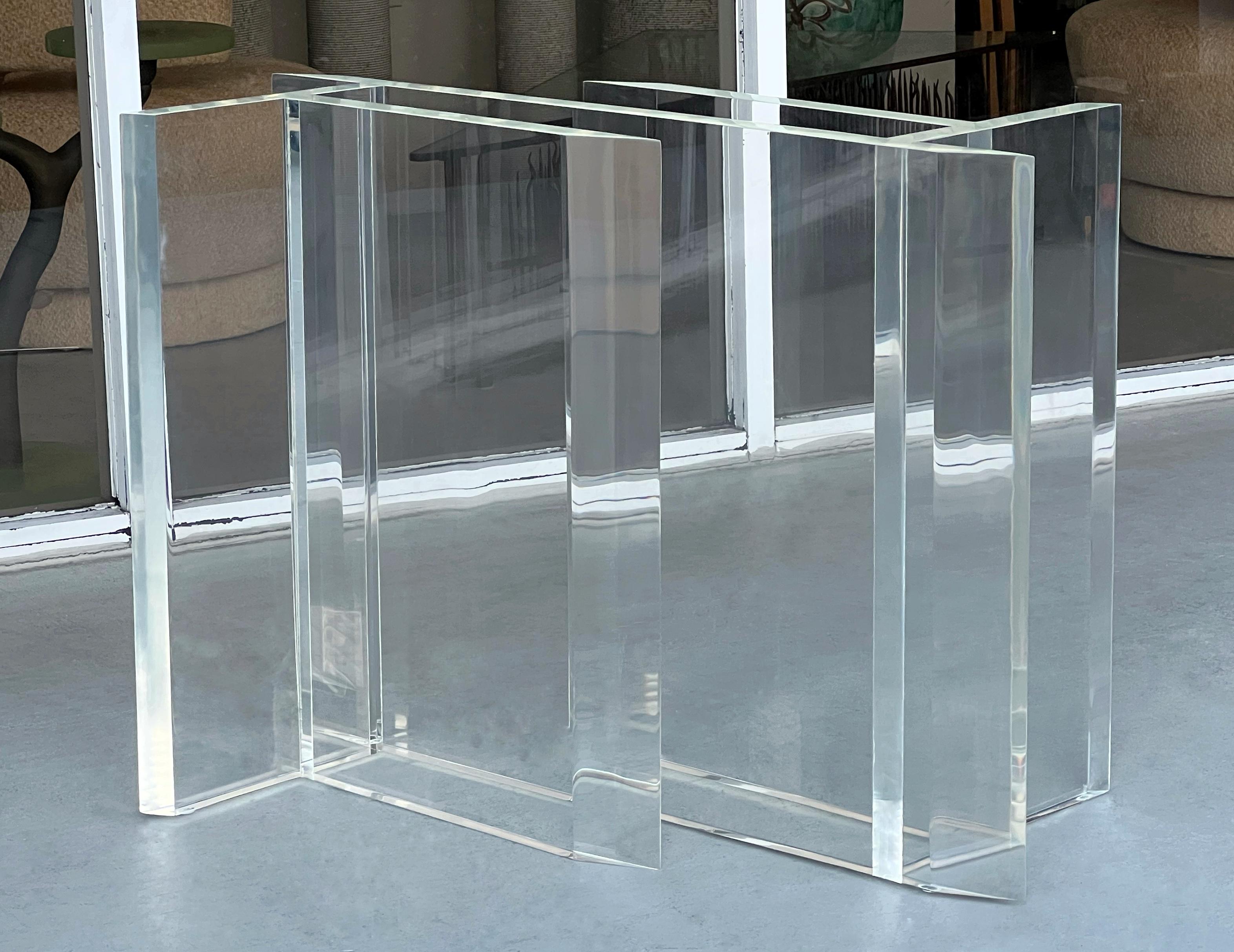 Gary Gutterman Lucite Dining Table Base In Good Condition For Sale In Miami, FL