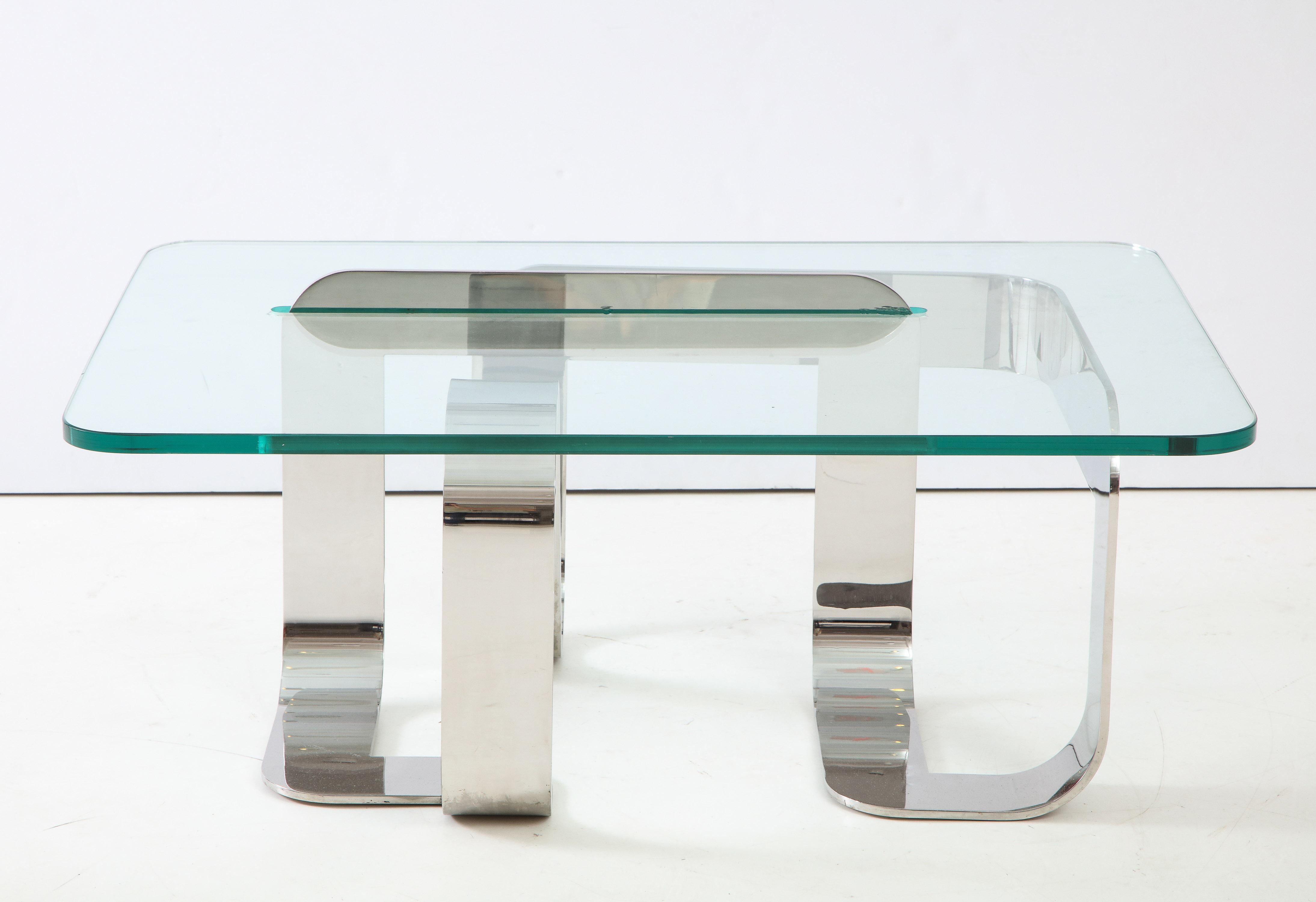 Mid-Century Modern Table à cocktail sculpturale Gary Gutterman en acier et verre en vente