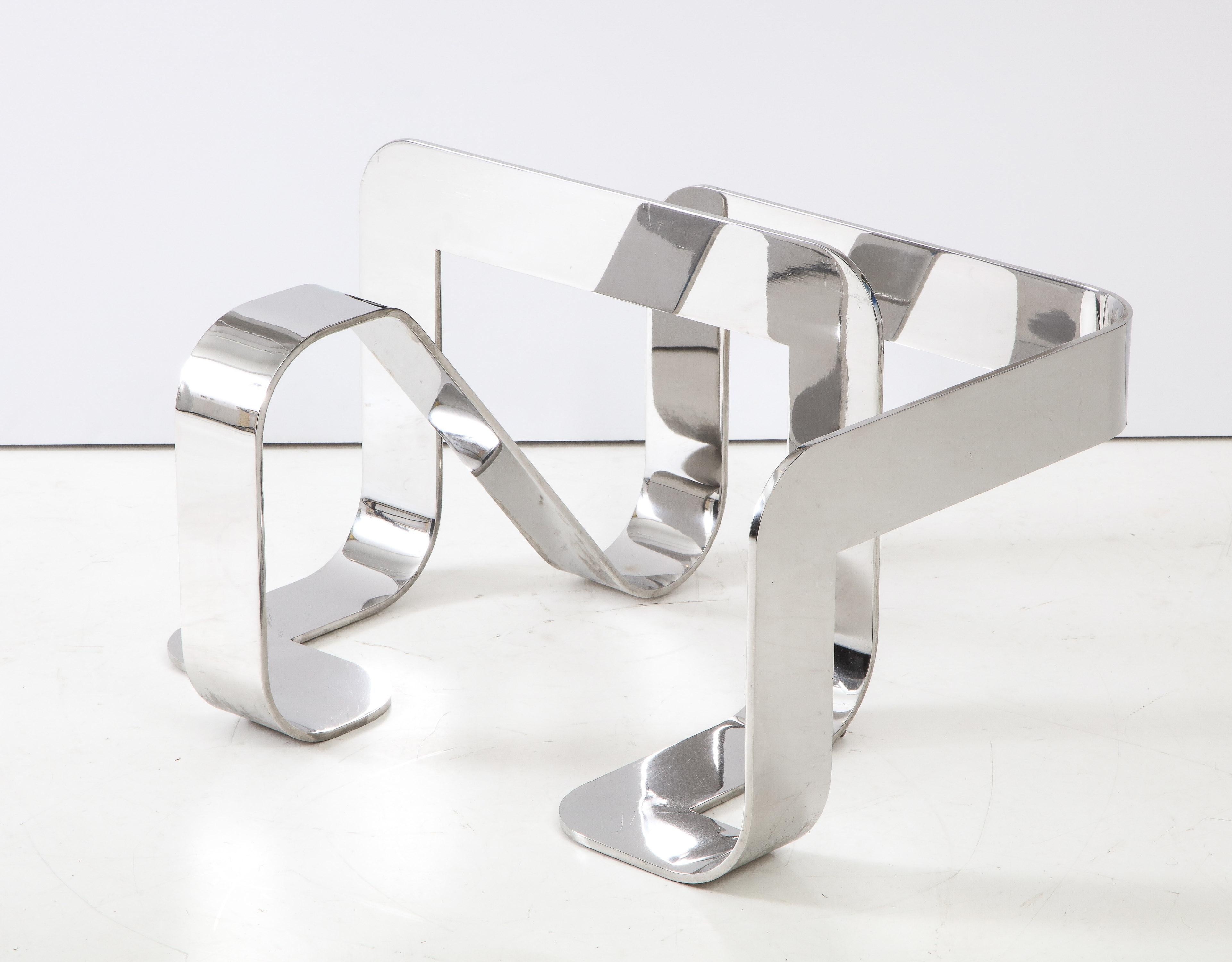 Table à cocktail sculpturale Gary Gutterman en acier et verre en vente 1