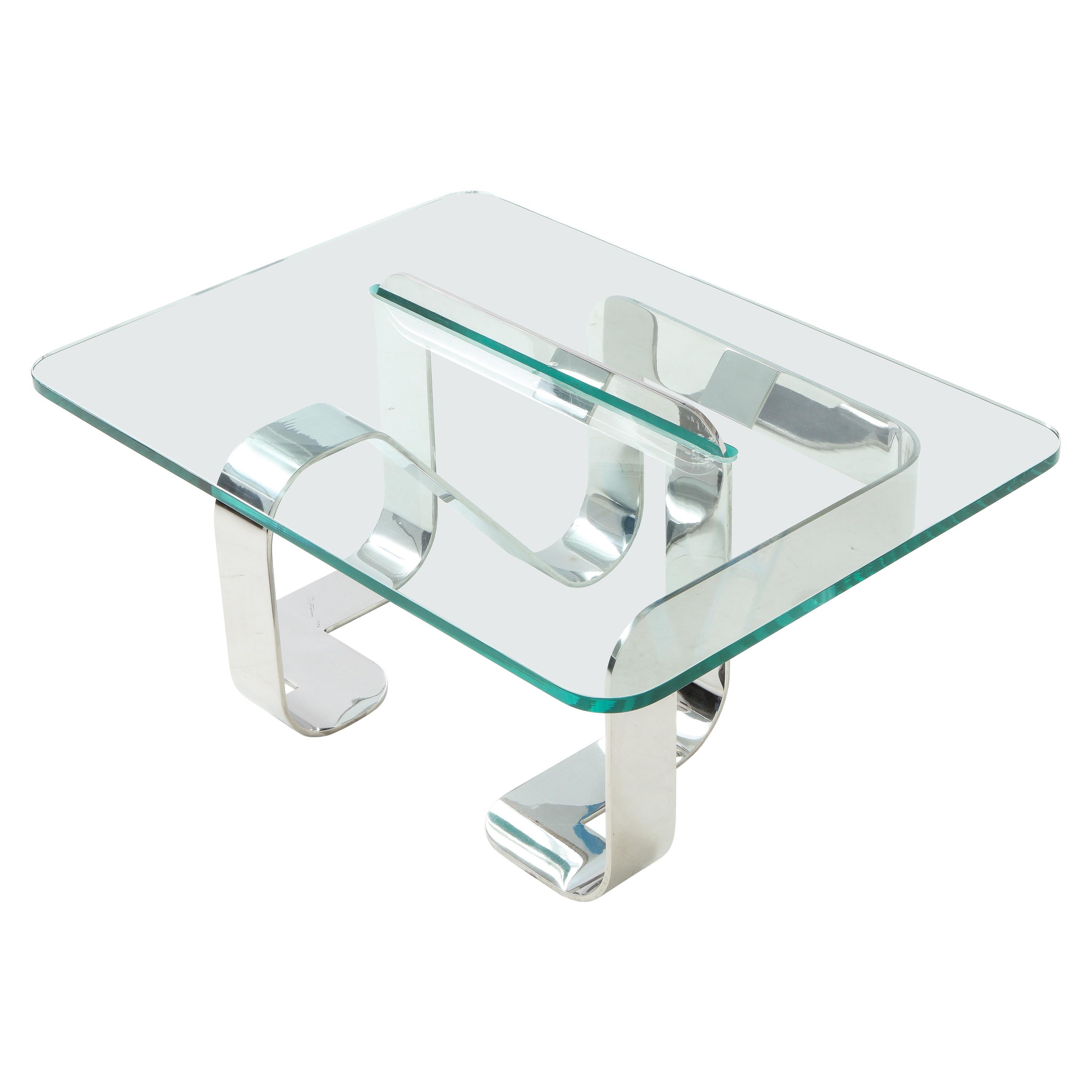 Gary Gutterman Sculptural Cocktail Table in Steel and Glass For Sale