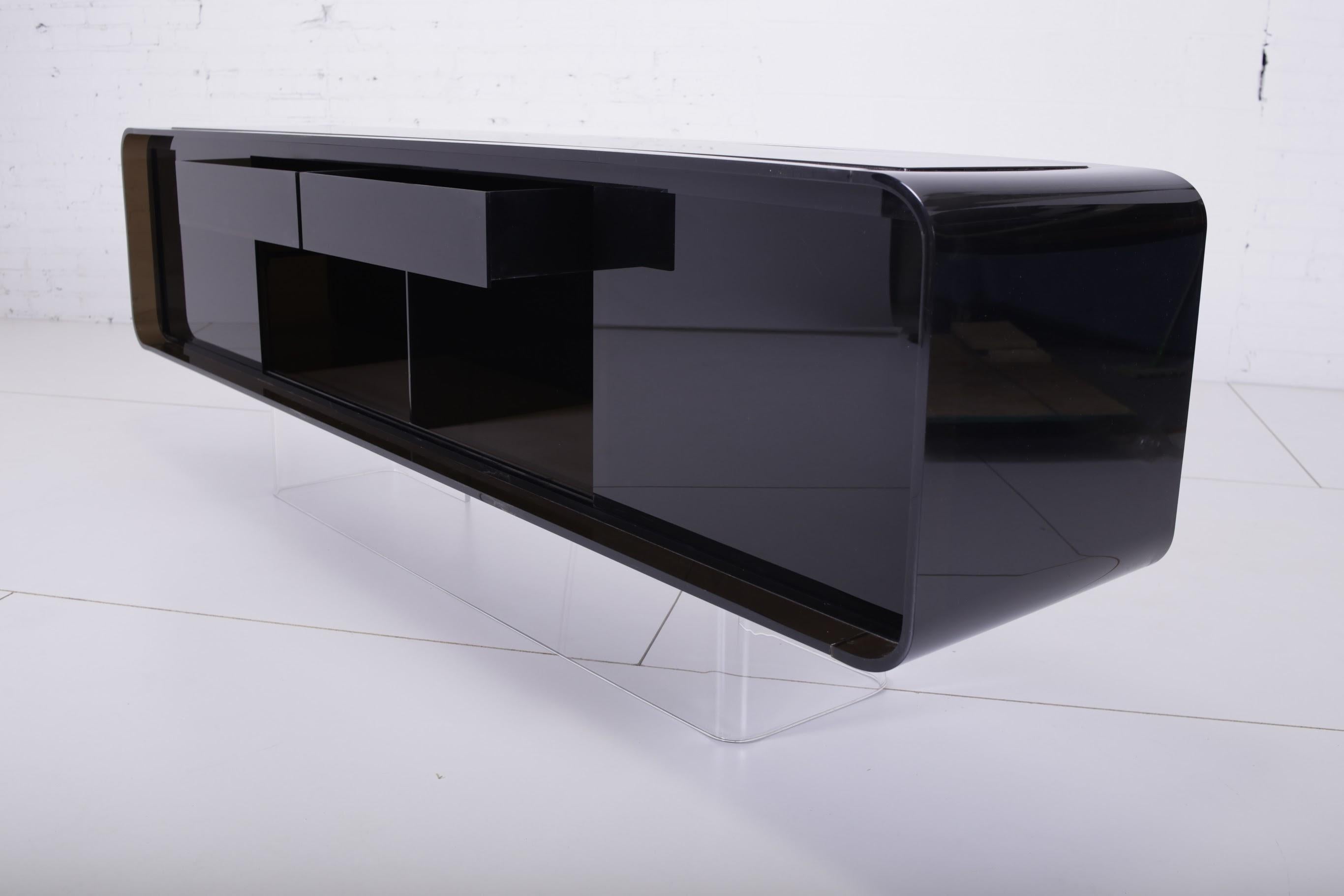 Late 20th Century Gary Gutterman Smoked Lucite Credenza, 1978